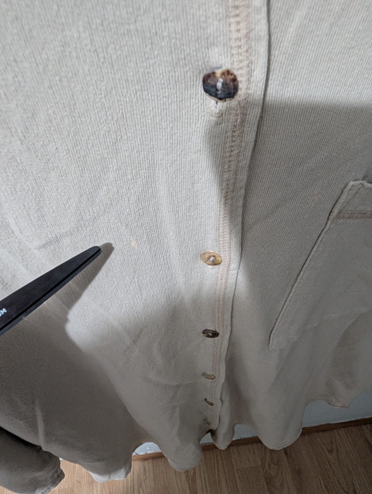 Vintage Cotton Studio Beige Button Shirt USA Made Wom. Sz. M DISCOLORATION SPOTS