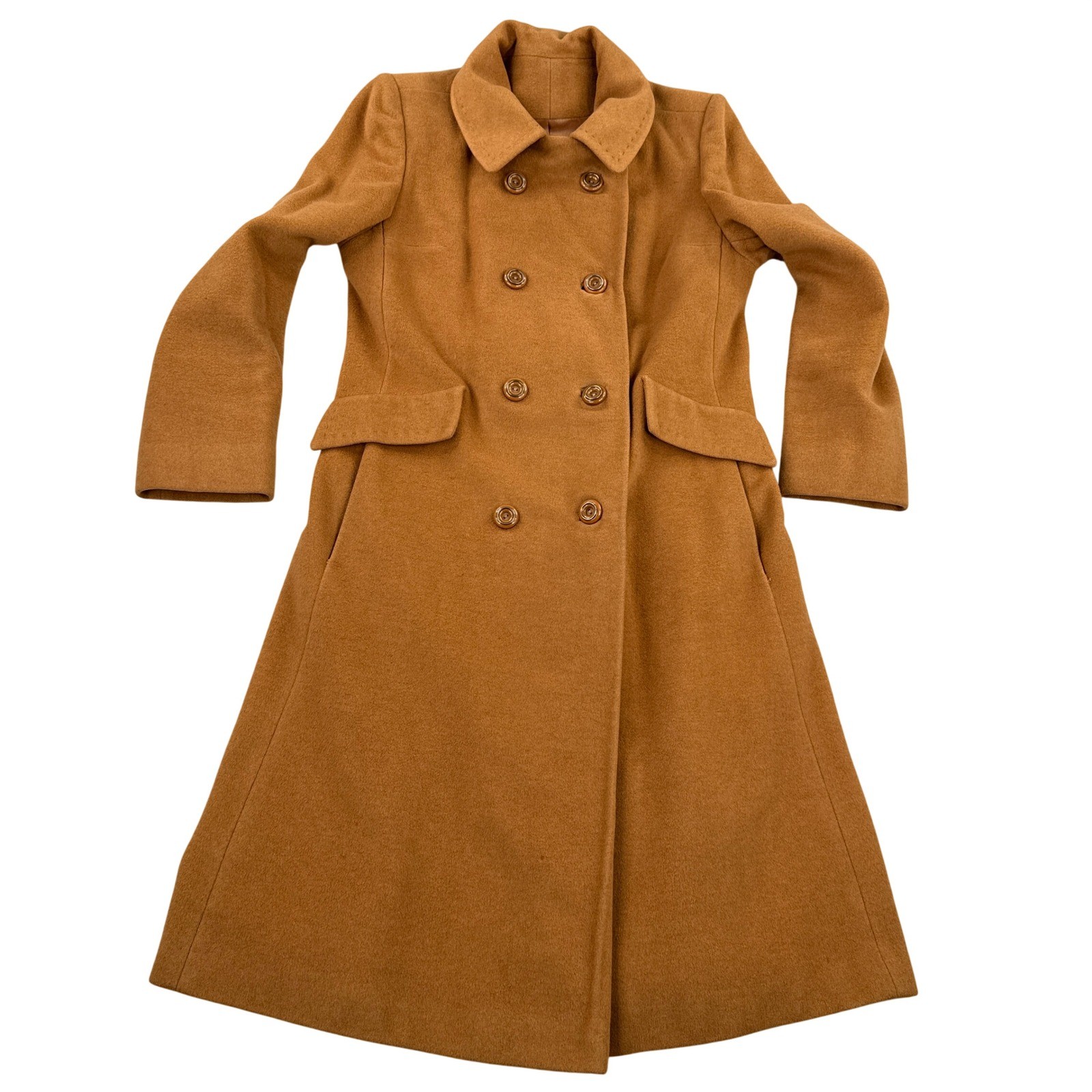 The Halle Bros Co Coat Womens Brown S/M Hand Tailored by Denise 100% Cashmere