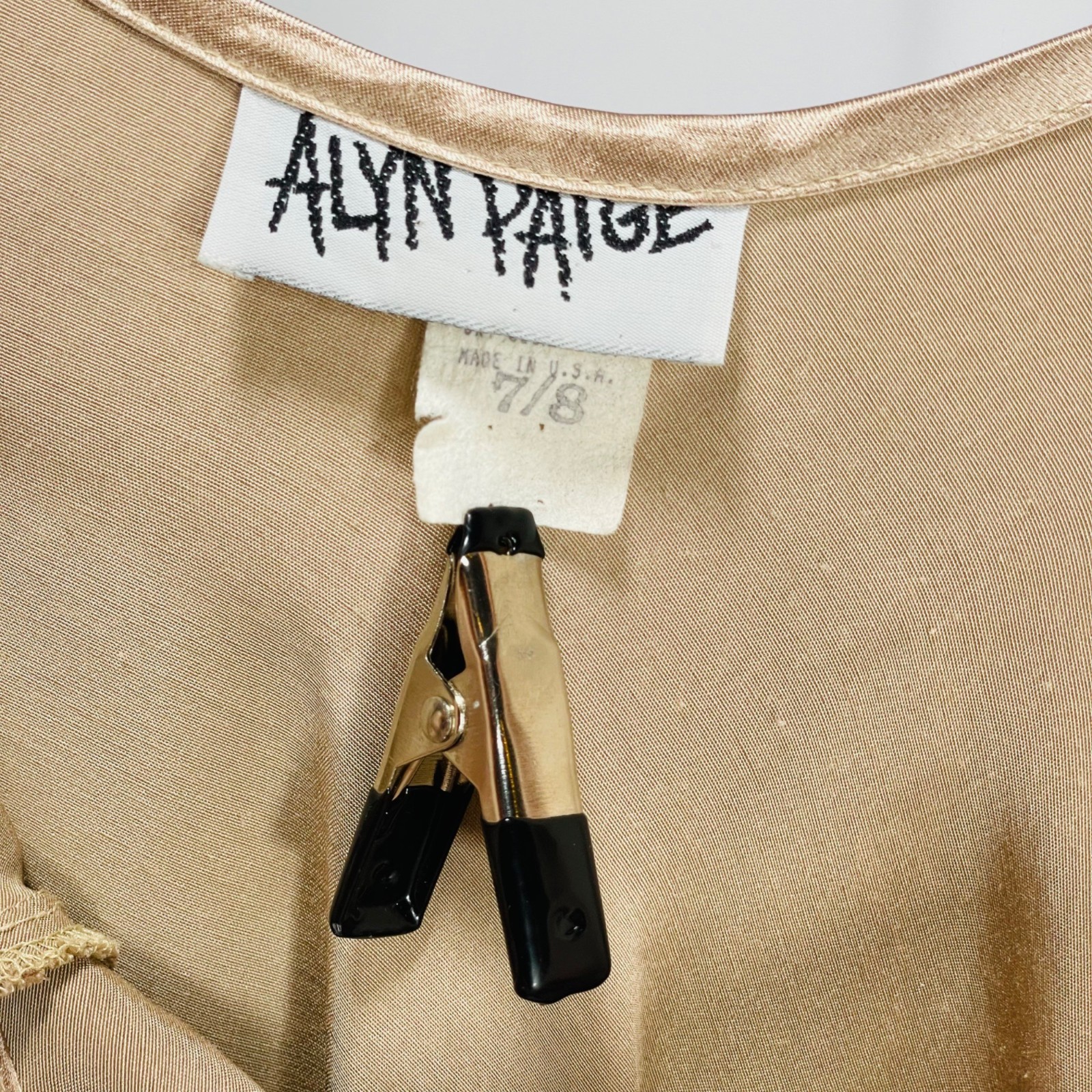 Vintage 90s Alyn Paige USA Made Gold Silky Gown Tagged Vintage Womens Size Small
