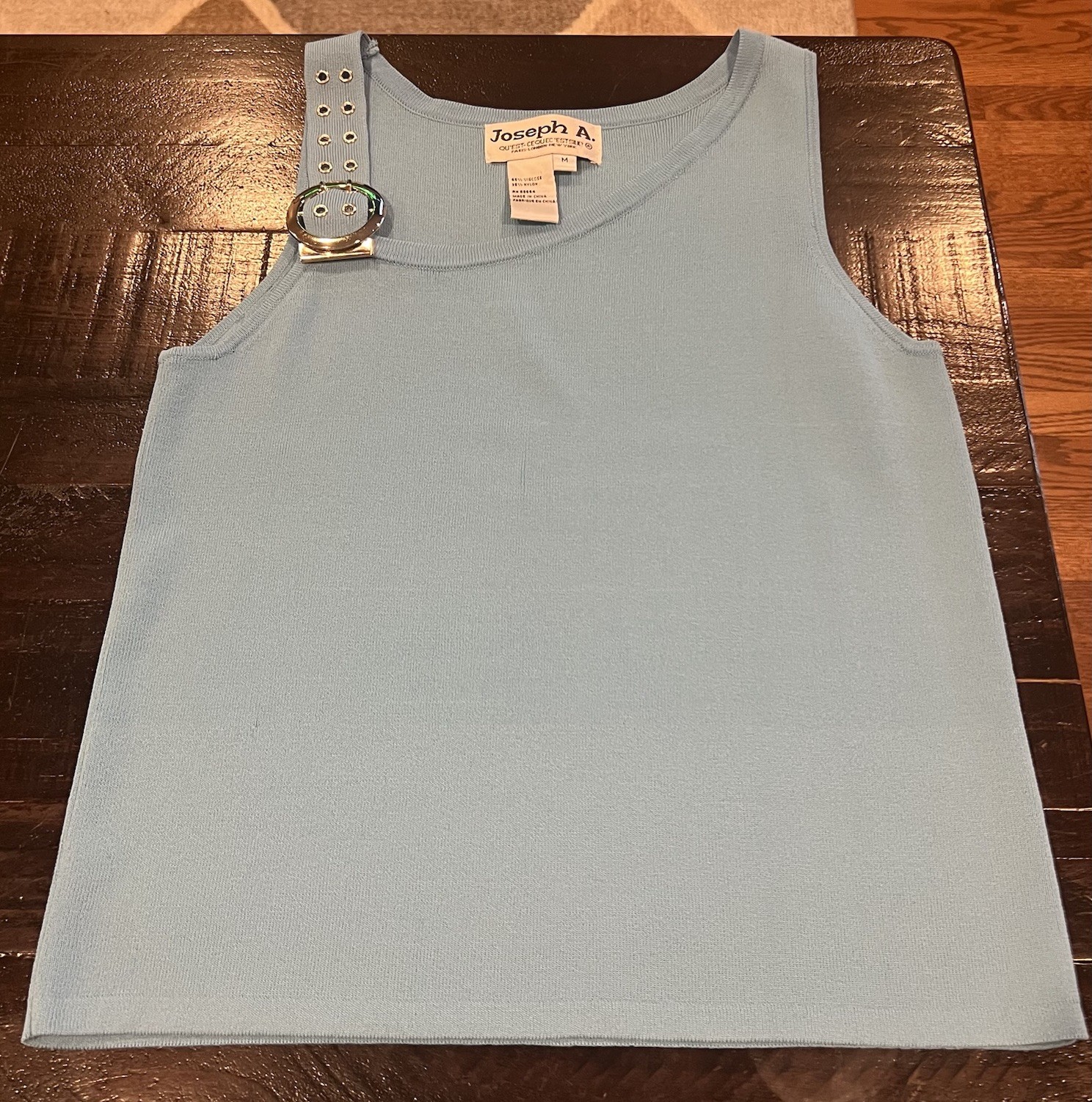 Vintage Joseph A Paris London New York Top Baby Blue W/silver Buckle Sz M