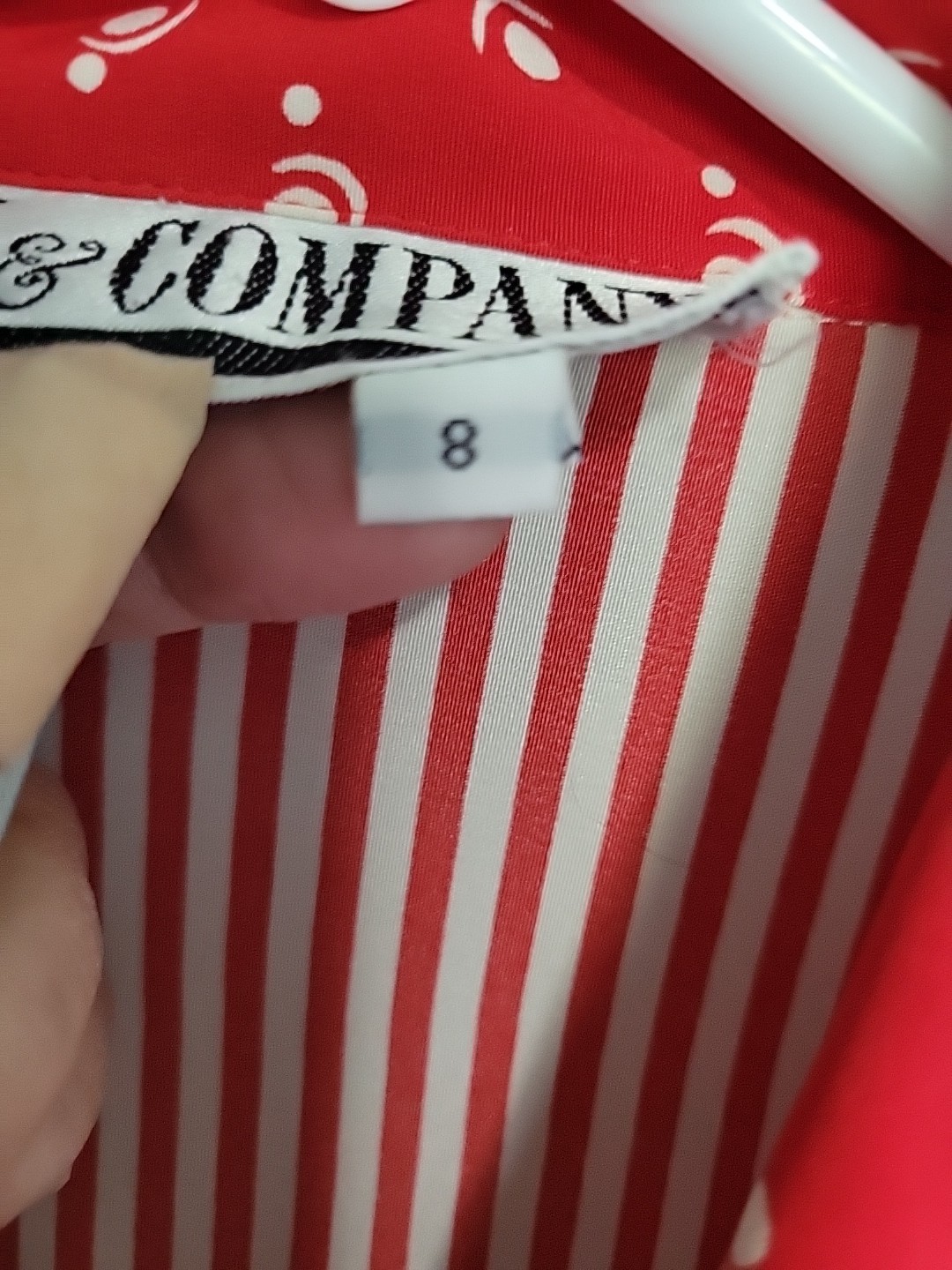 Vintage Women’s Blouse Top SIZE 8 red & White Stripe SK & CO Polyester Fabric
