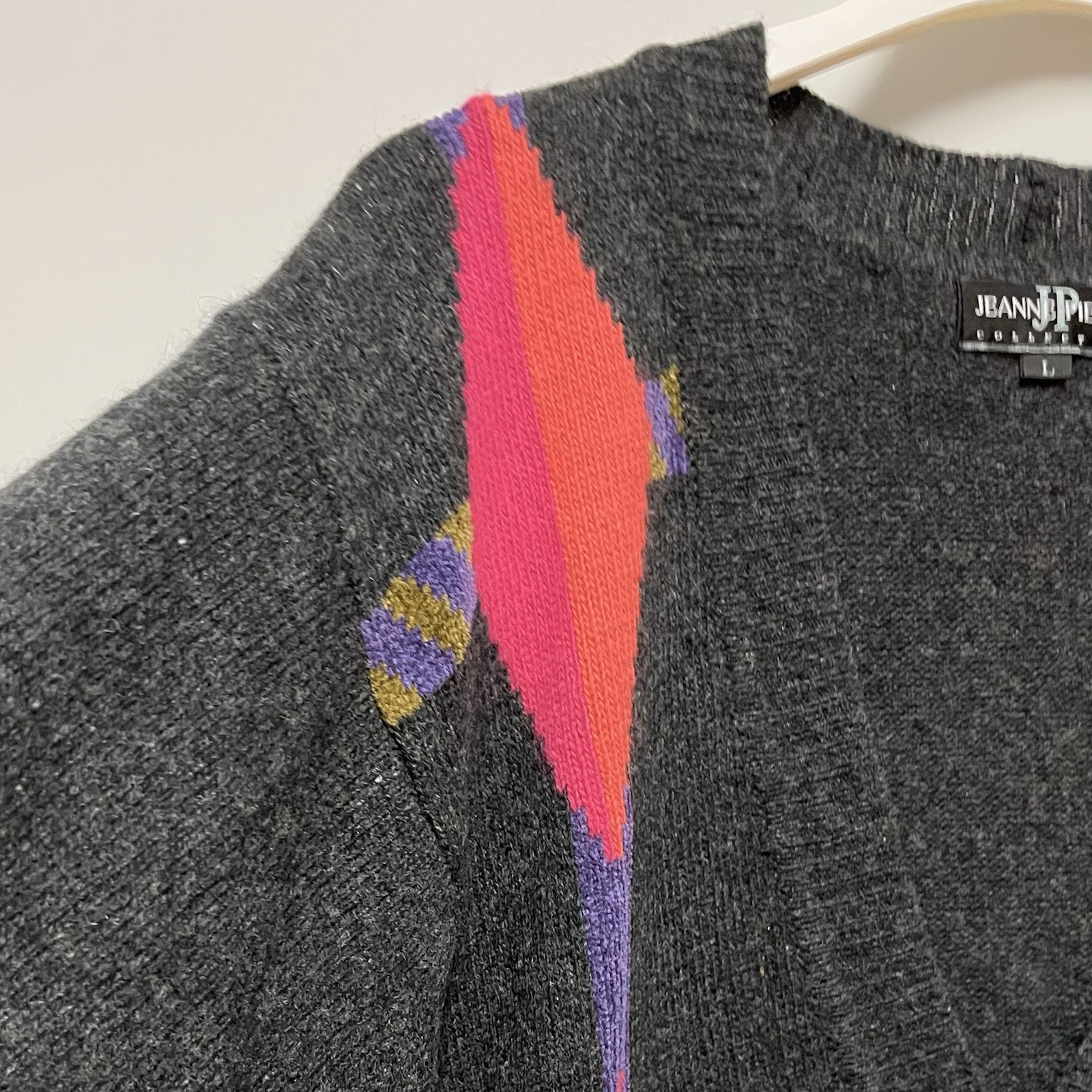 Vintage Argyle Sweater LambsWool Angora L Academia Preppy Cozy Retro Schoolgirl