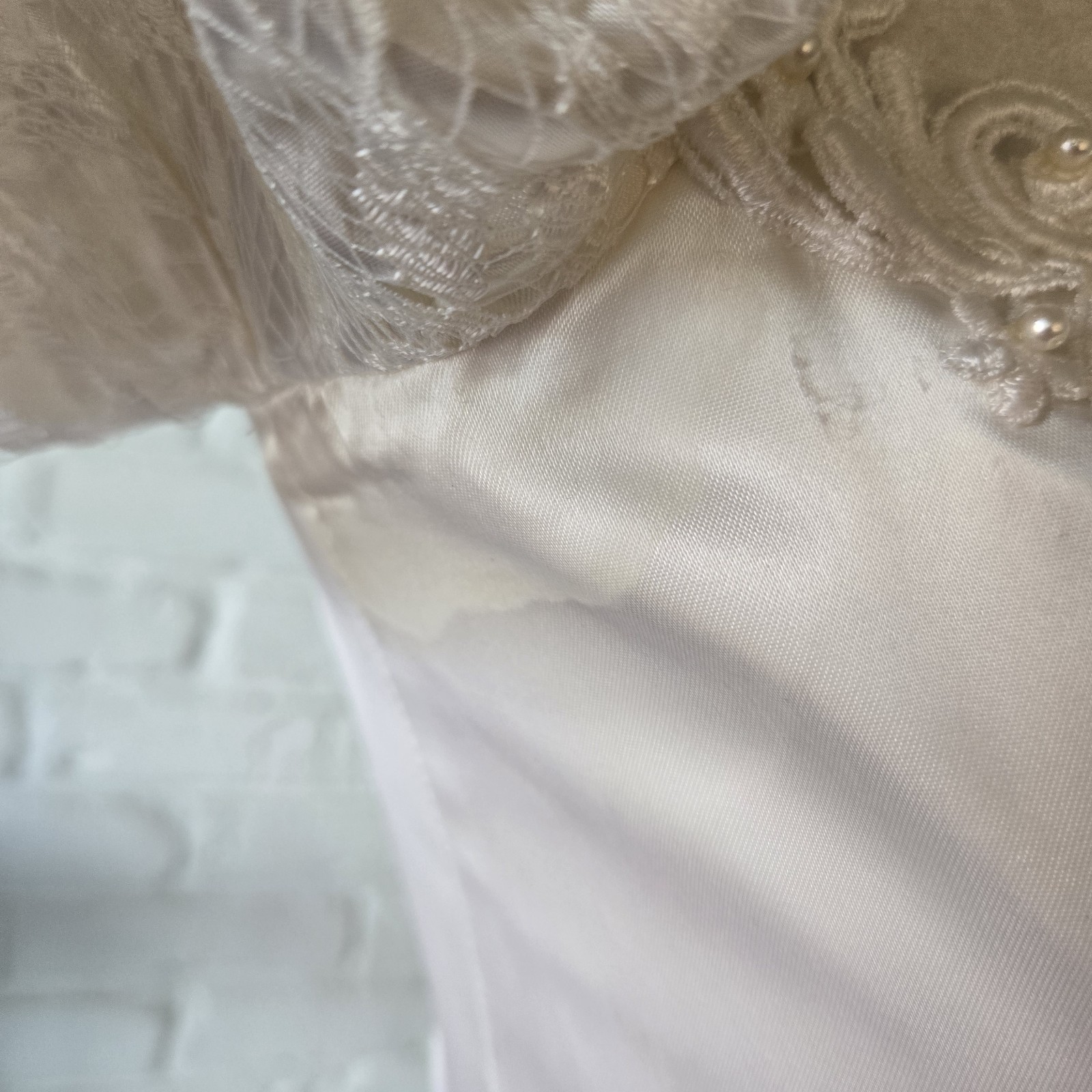 Vtg 80s Romantic Princess Diana Theme Wedding Gown, 4/S, Satin & Lace, Bustle
