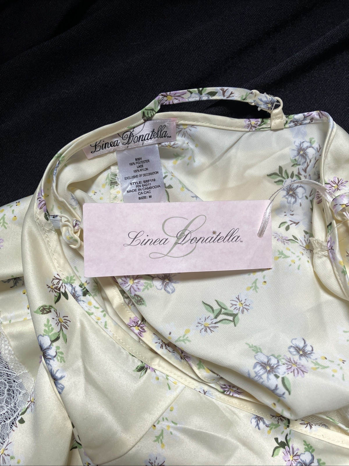 Vintage Linea Donatella Satin & Lace Floral Nighty Lingerie