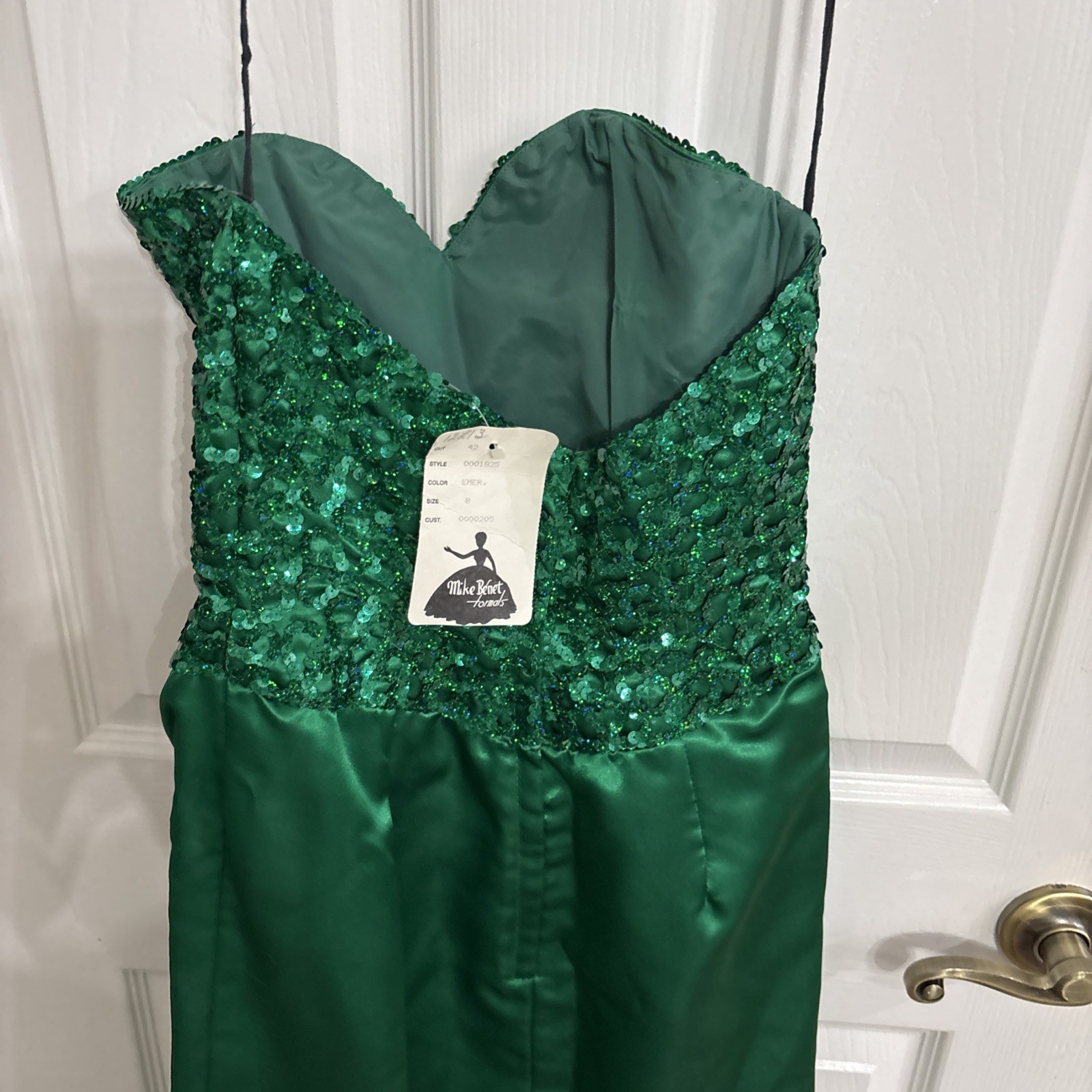 Stunning Vintage 1980s Mike Benet Formals Strapless Evening Gown – Emerald Green