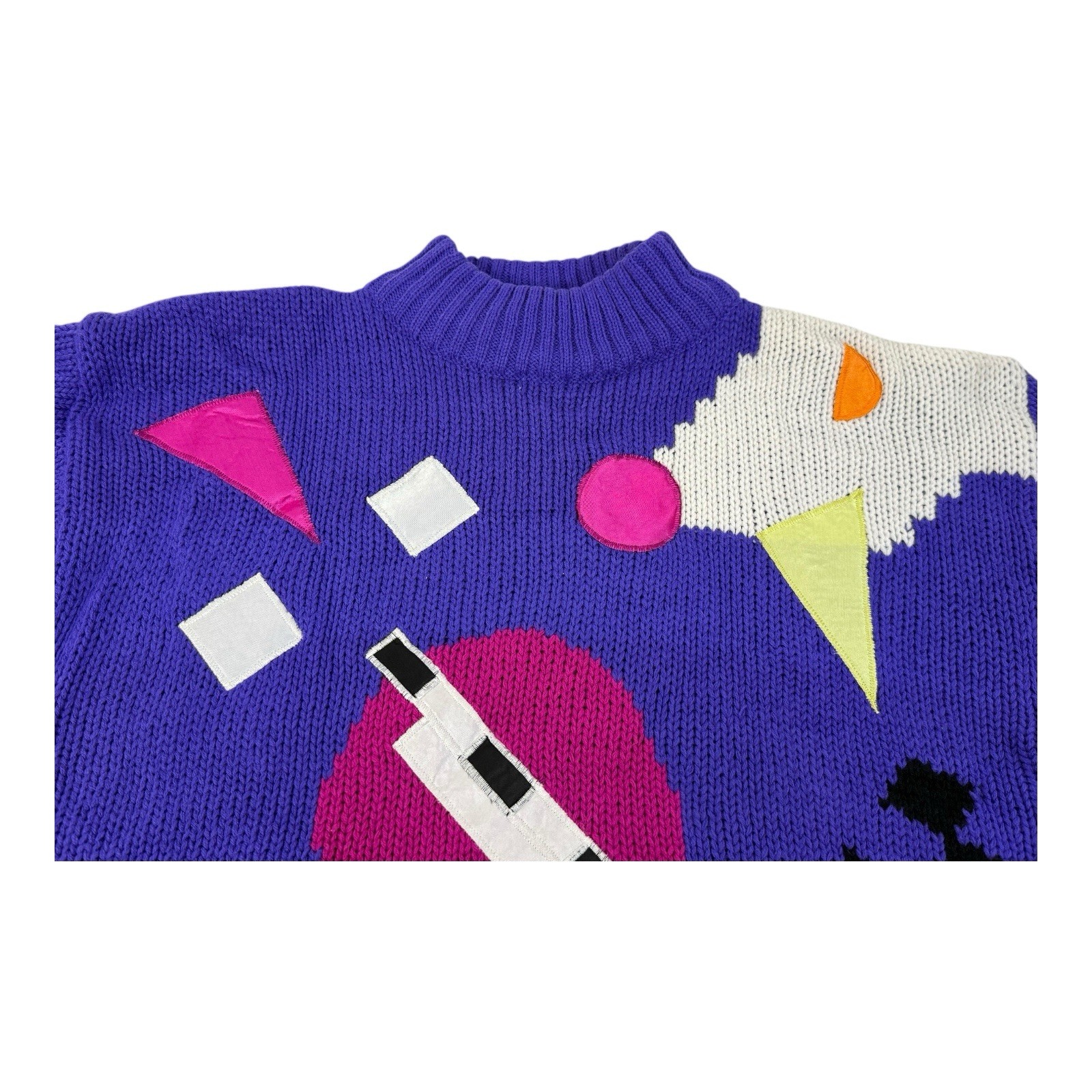 Vintage Spice Of Life Sweater Women’s Large Colorful Knit 80s Pullover Retro