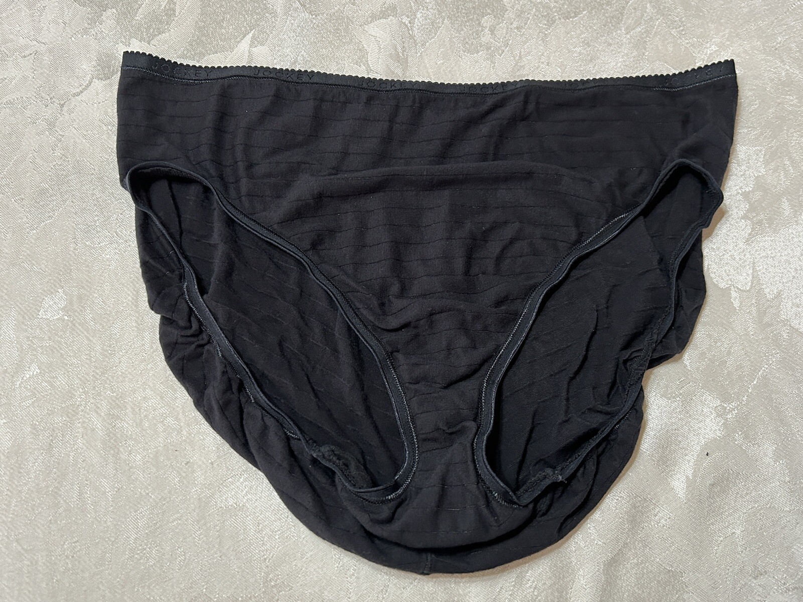 Vtg JOCKEY 3D Contours Microfiber French Cut 8 Black Striped Panties #302