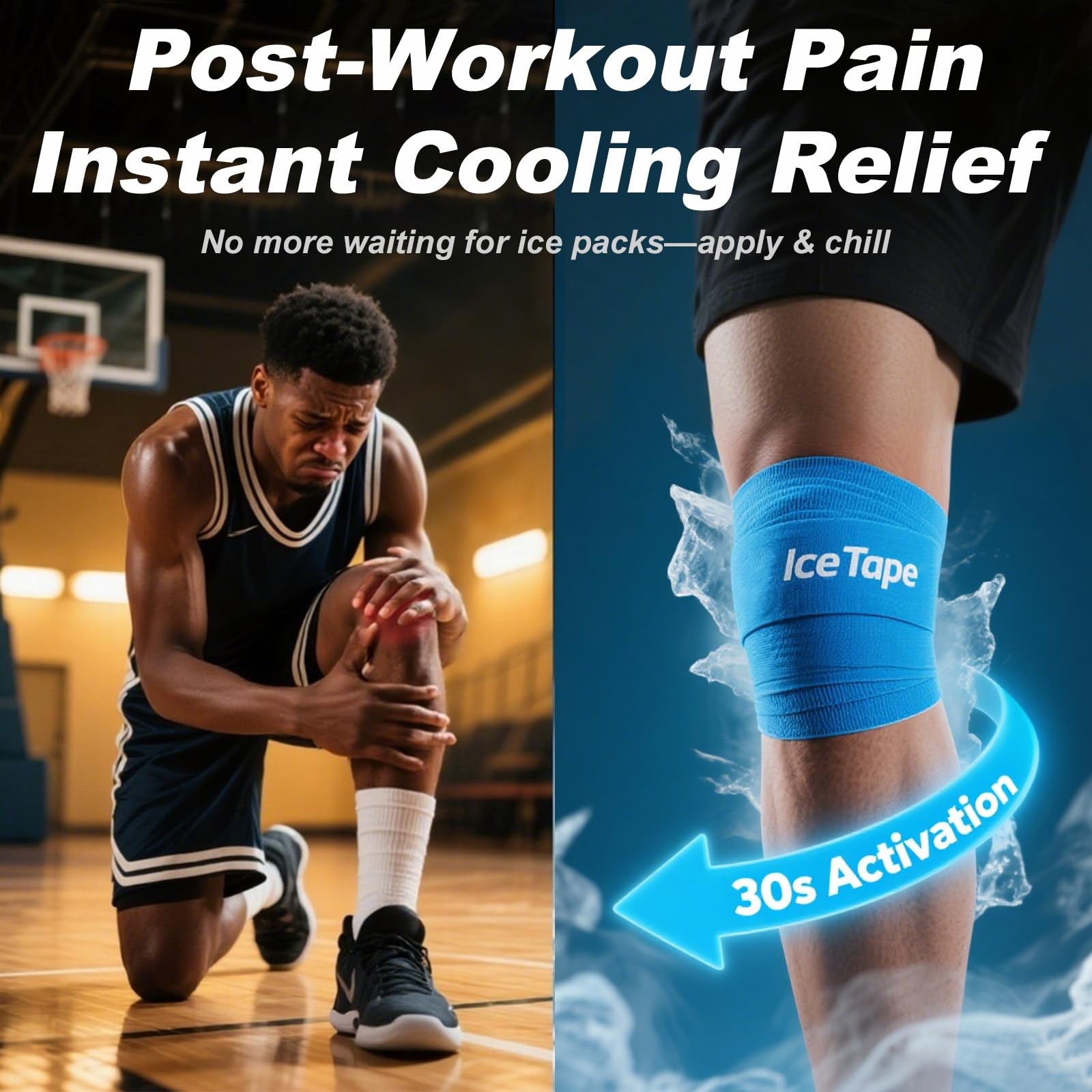 4 Packs Ice Tape, Self Sticking Bandage Wrap,Instant Cold Compression Tape Wrap,