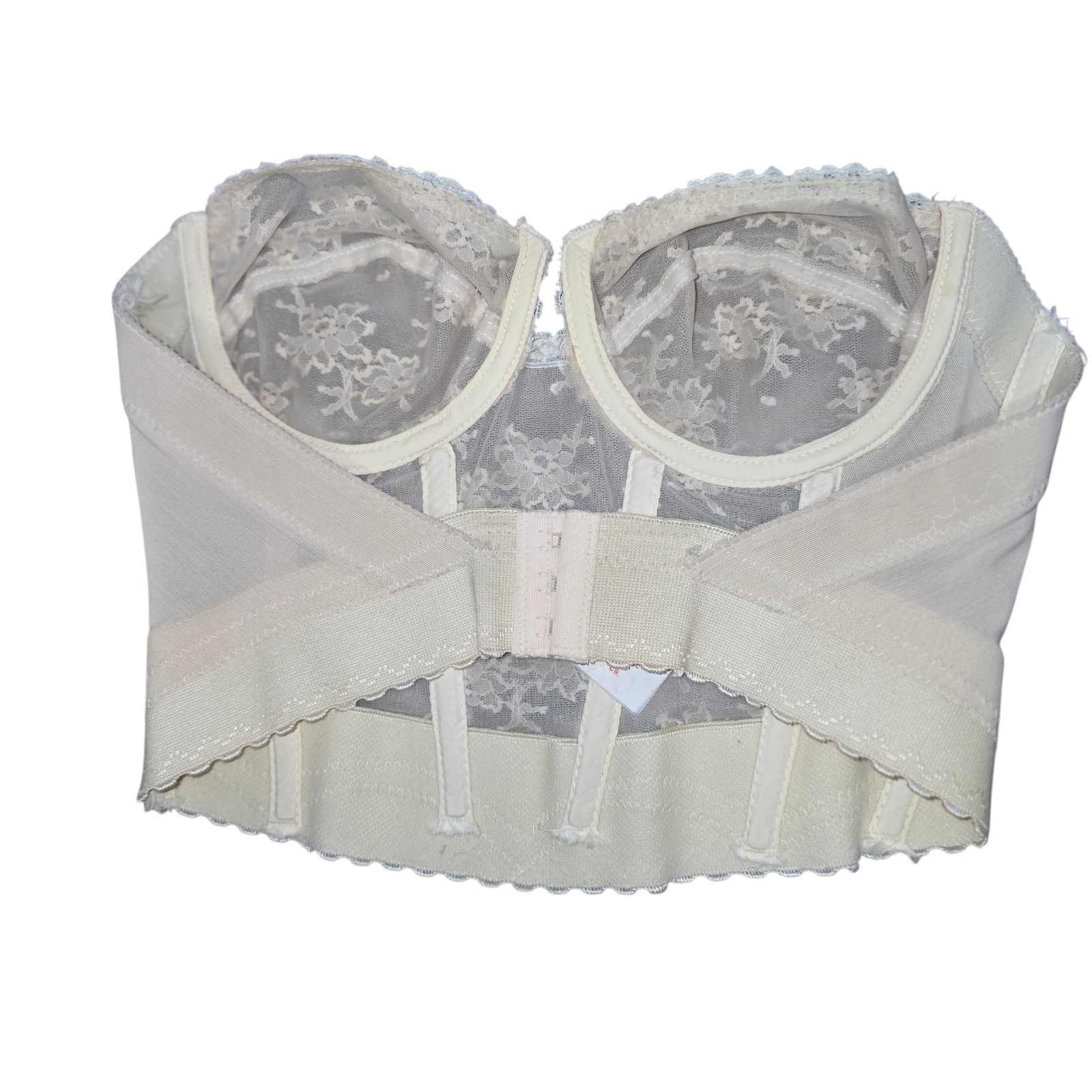 Vintage Backless Young Smoothie Bustier Bra 34B Ivory Lace Corset Bridal USA