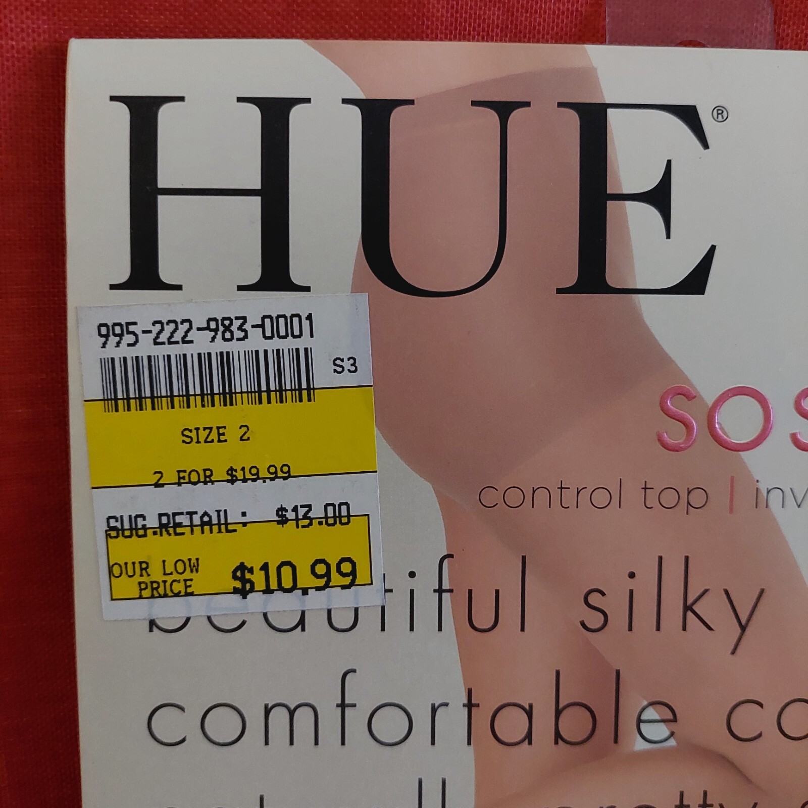 Vintage Pantyhose HUE So Silky Sheer Invisible Reinforced Natural Size 2 BONT1