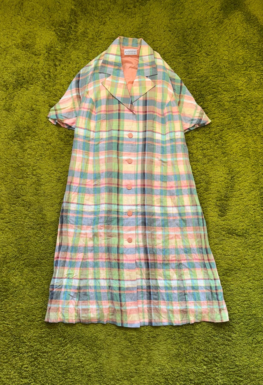 Givenchy 1990s archive vintage checkered linen blend dress size 48