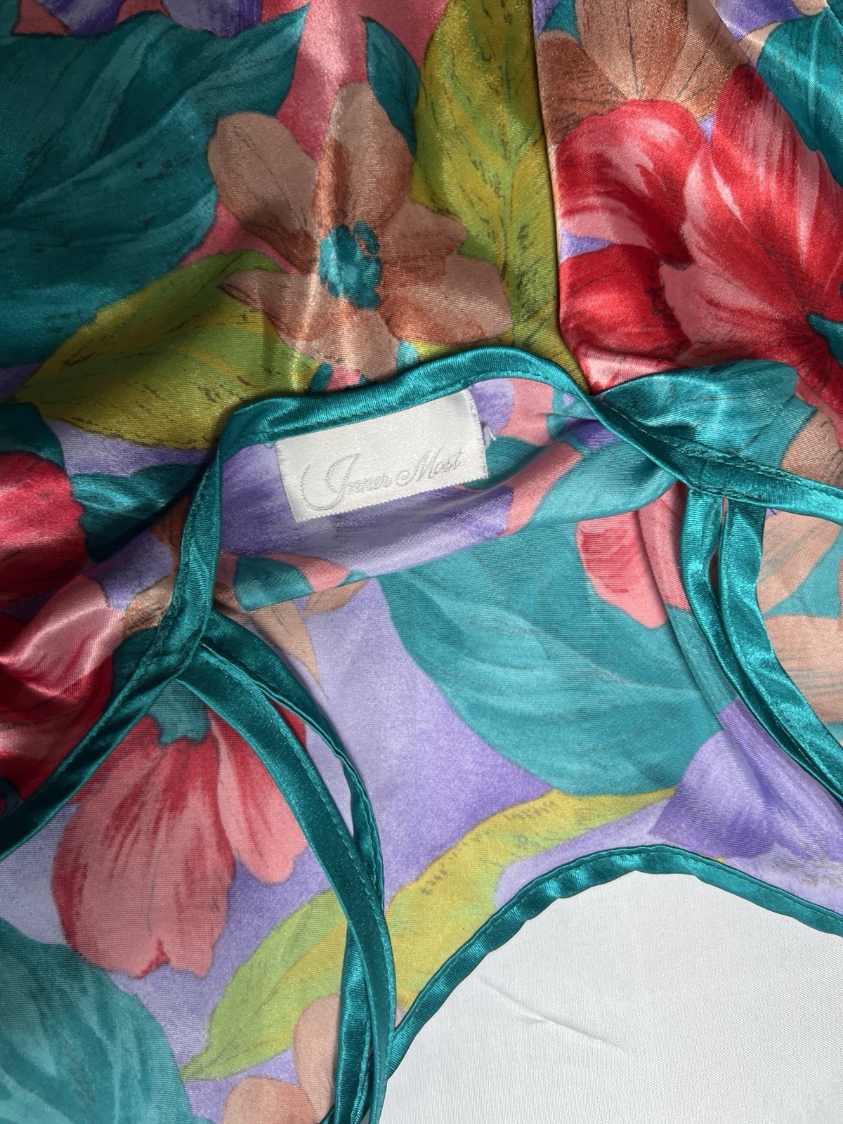 Vintage 90s Floral Satin Nightgown Y2K Cami