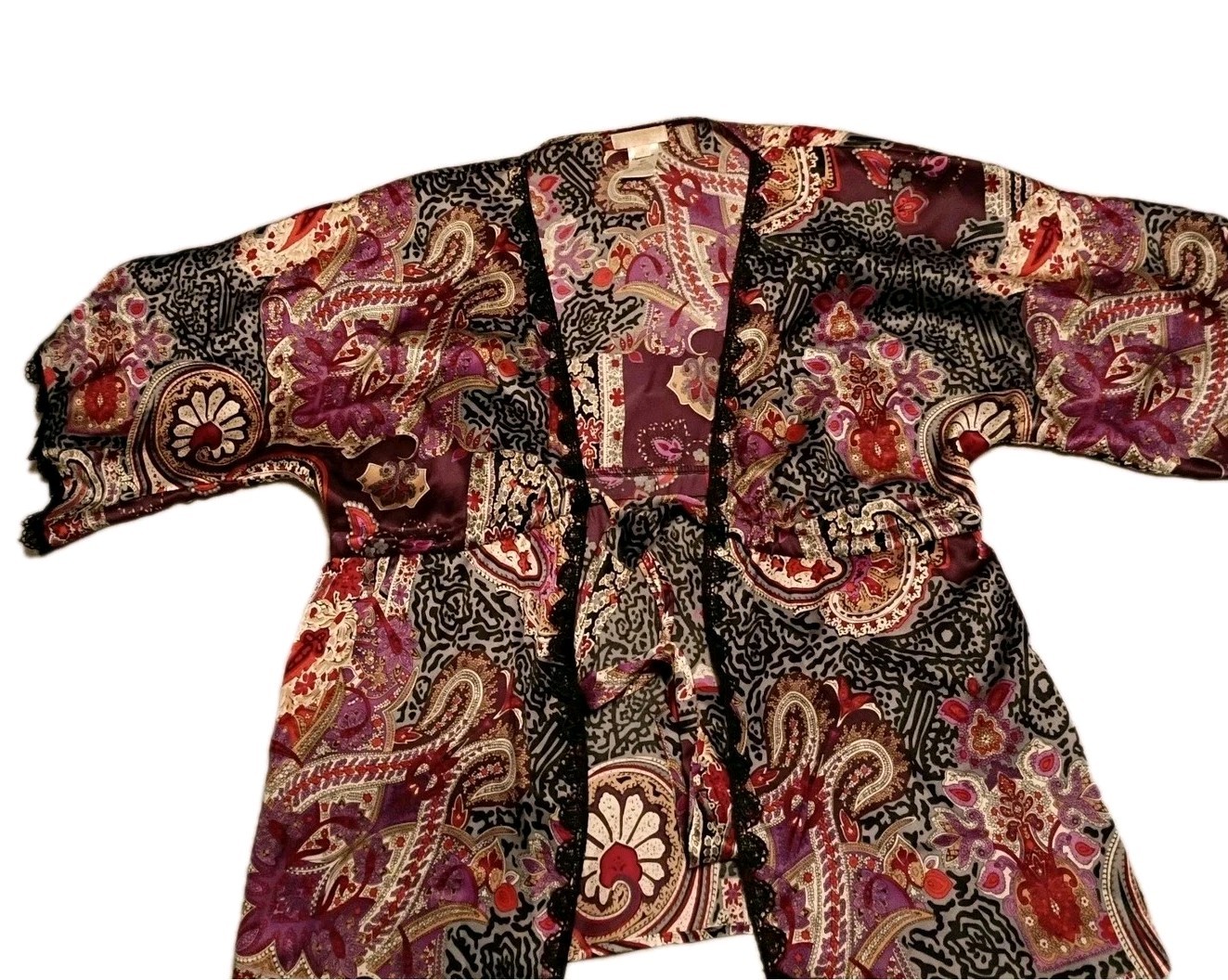 Vintage 90s, 00s, Y2K Anna Paul Silk Kimono Tie Front Jacket Size Small