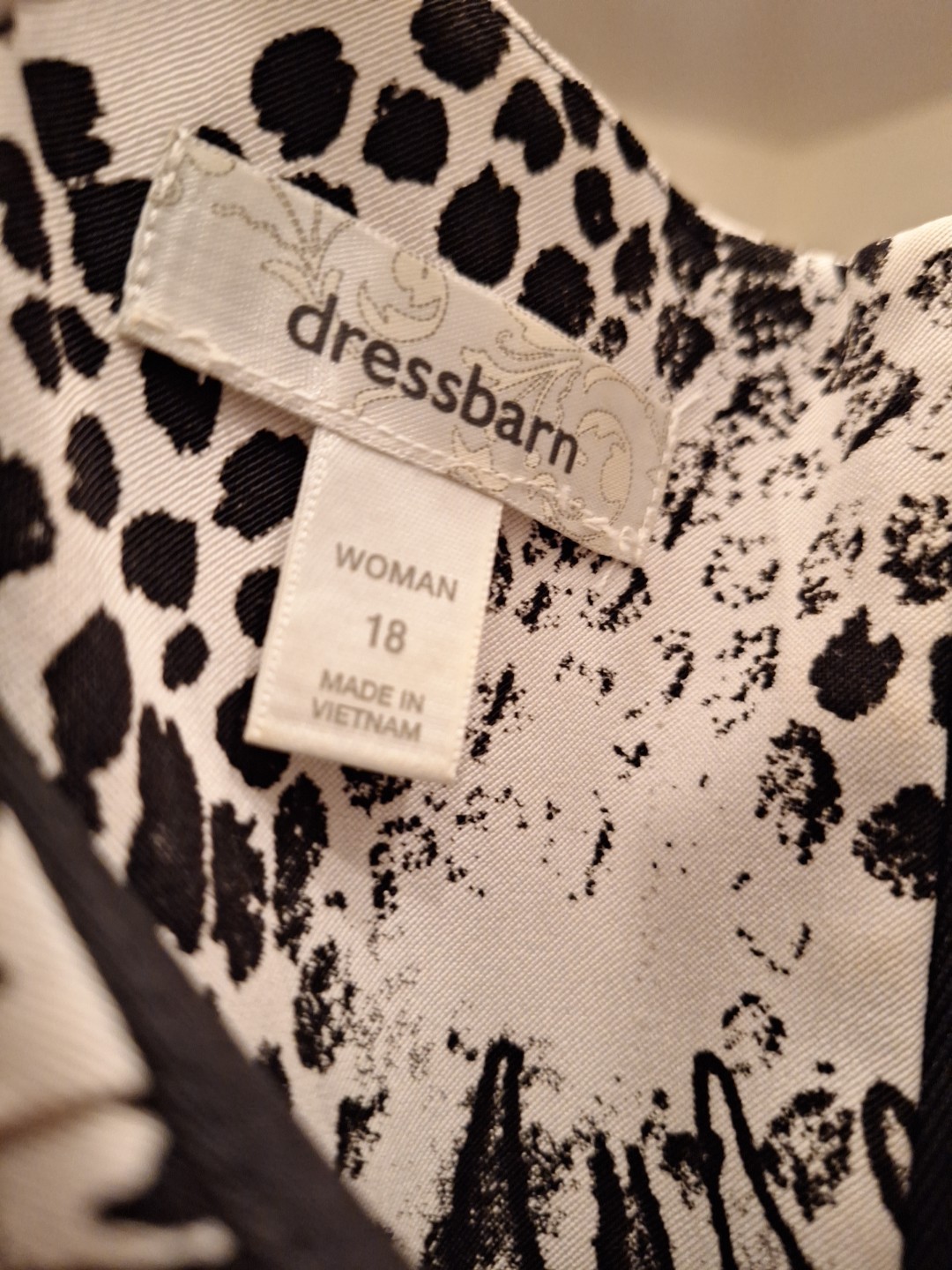 Dressbarn Sz18 Vintage Black n White Print Summer Sleeveless Dress With Belt