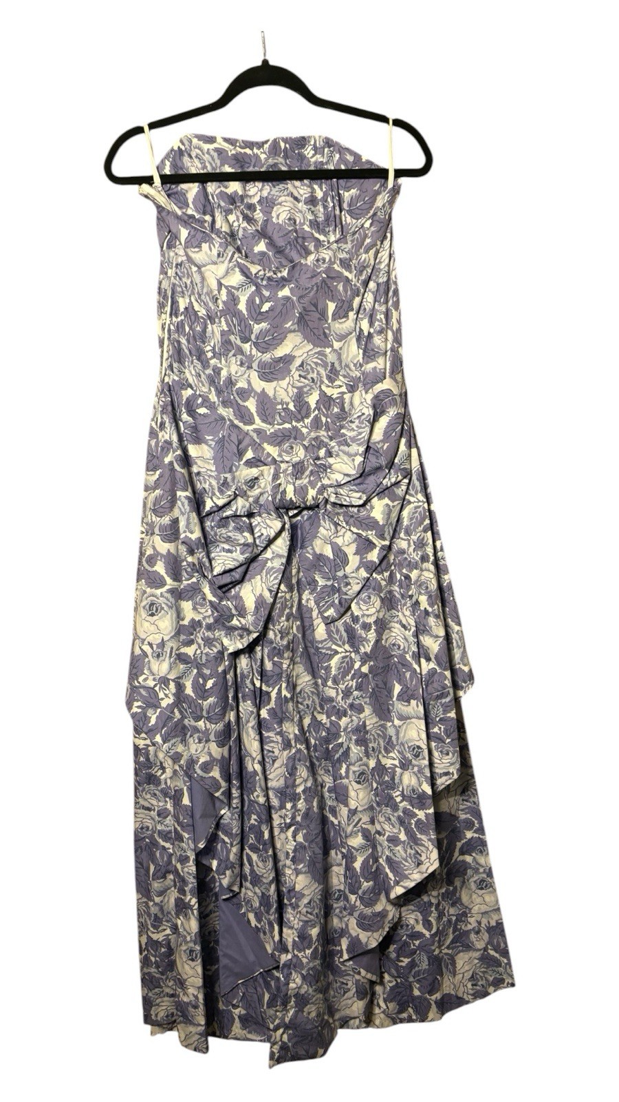 VTG Laura Ashley Dress Strapless Floral Purple XS/S Draped Bow 34/32 (tiny Flaw