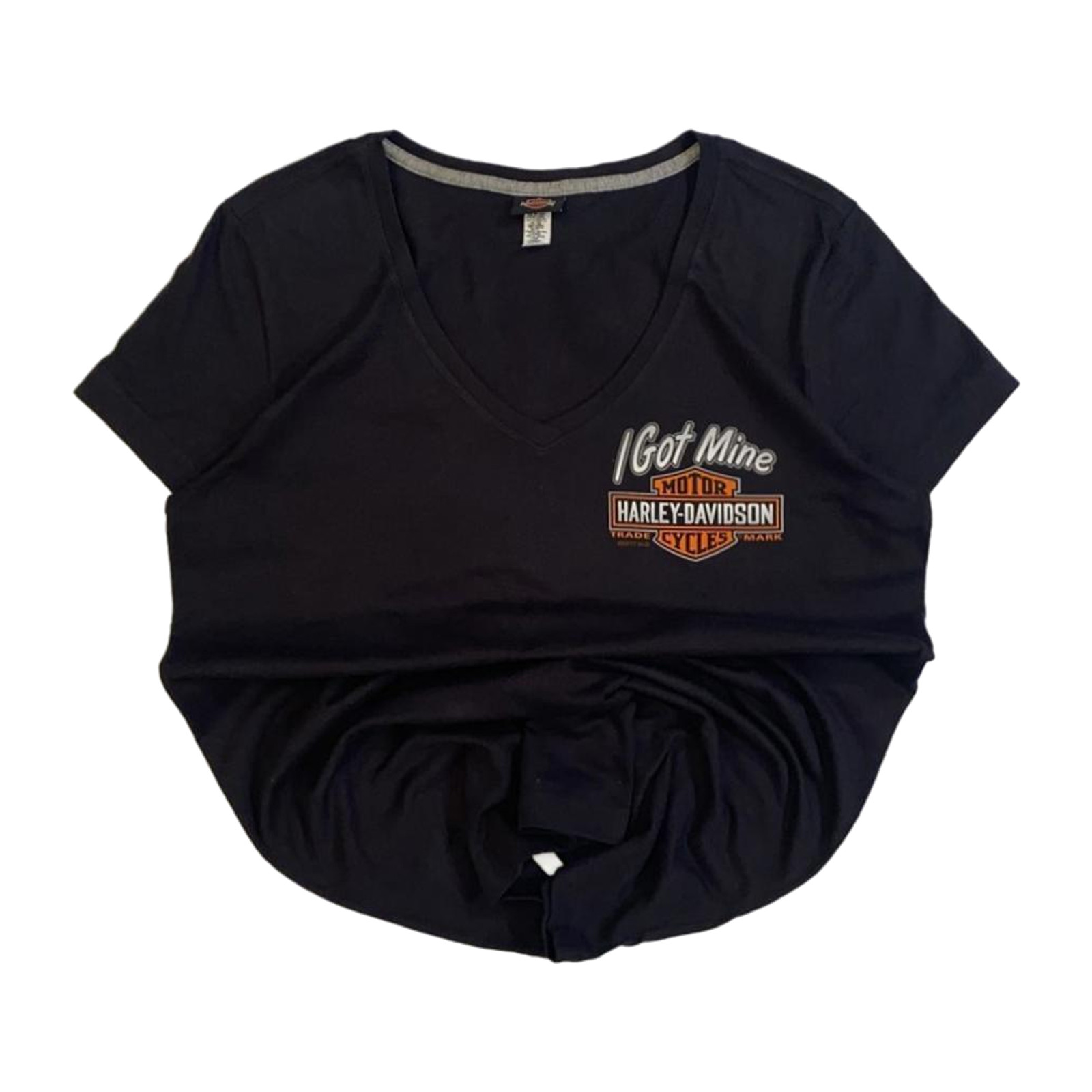 Harley Davidson Women’s Deep V Neck Short Sleeve T Shirt Black L
