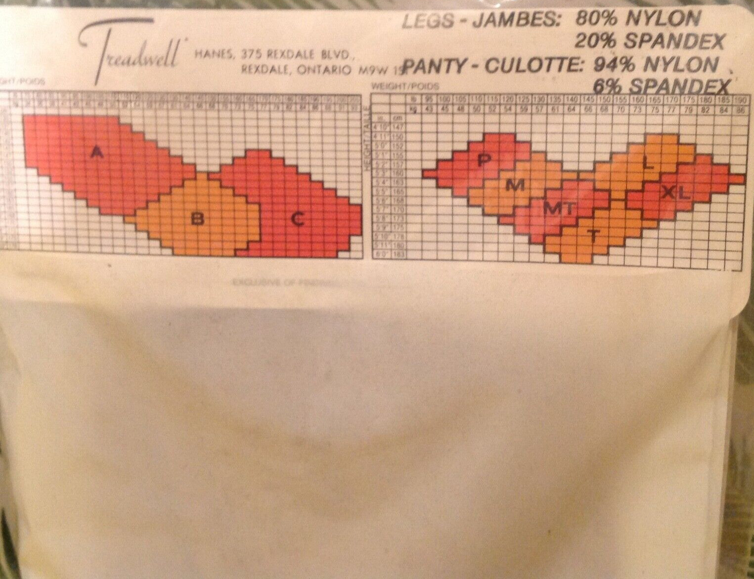 Vintage Pantyhose Treadwell Light Support Color Light Beige Size A-B BHAN01