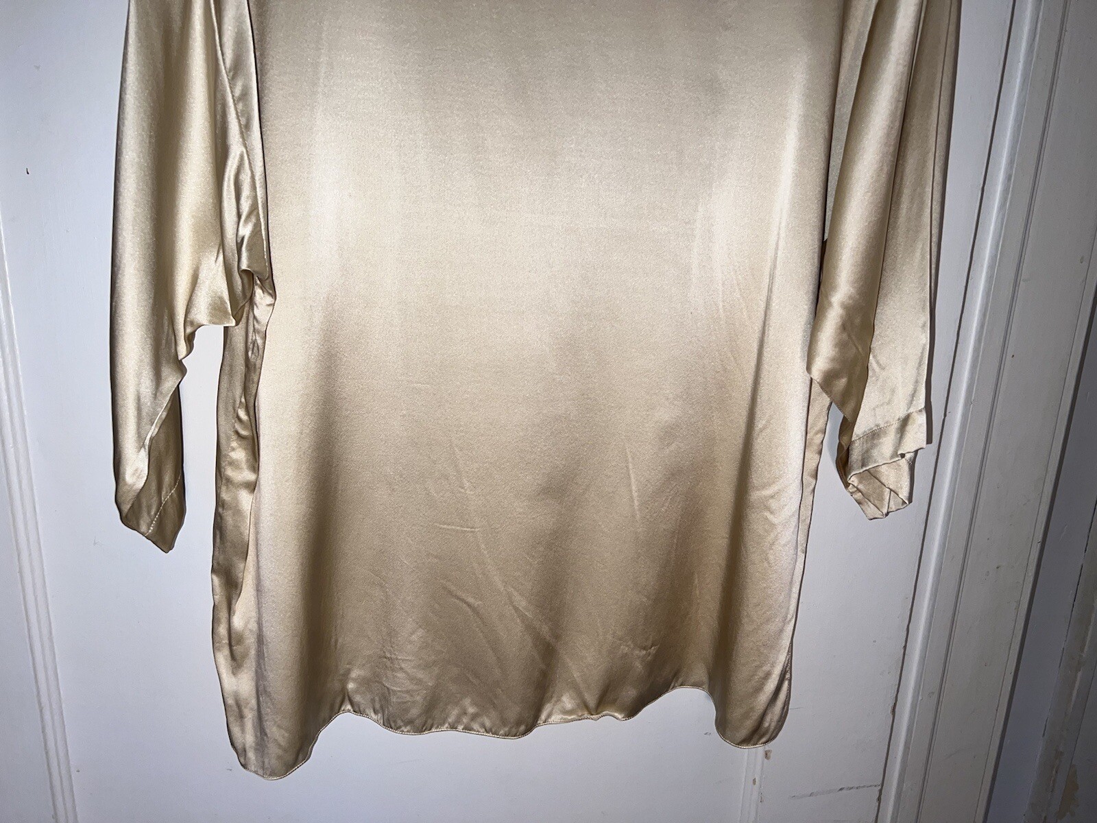 Vintage Jane Suttell made in USA Silk tunic top Ivory Moth O/S. d513