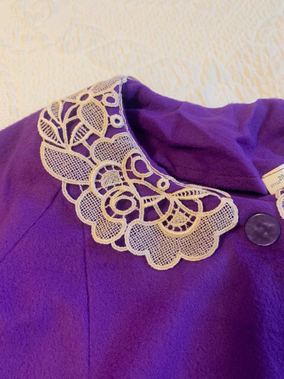 Vintage NWT “Hayes” Purple Grandmacore Women’s Housecoat w/ Lace Collar Warm
