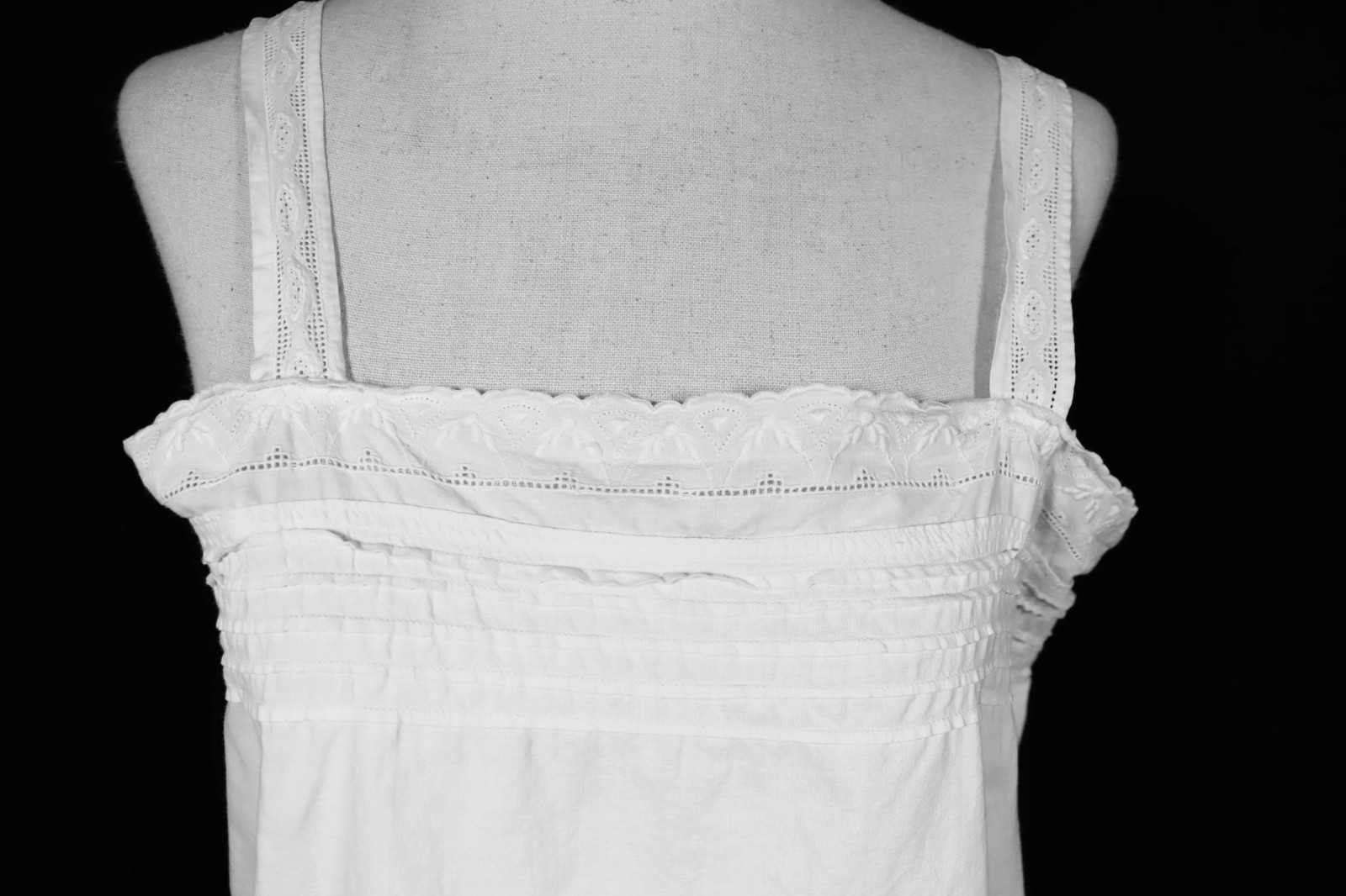 Antique French 1920’s Off White Cotton Camisole Size Medium Excellent Condition