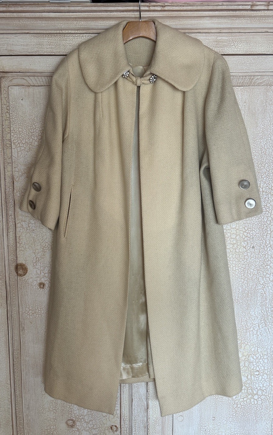 Vintage Forstmann Women’s 100% Virgin Wool Coat Rhinestone Buttons Elegant