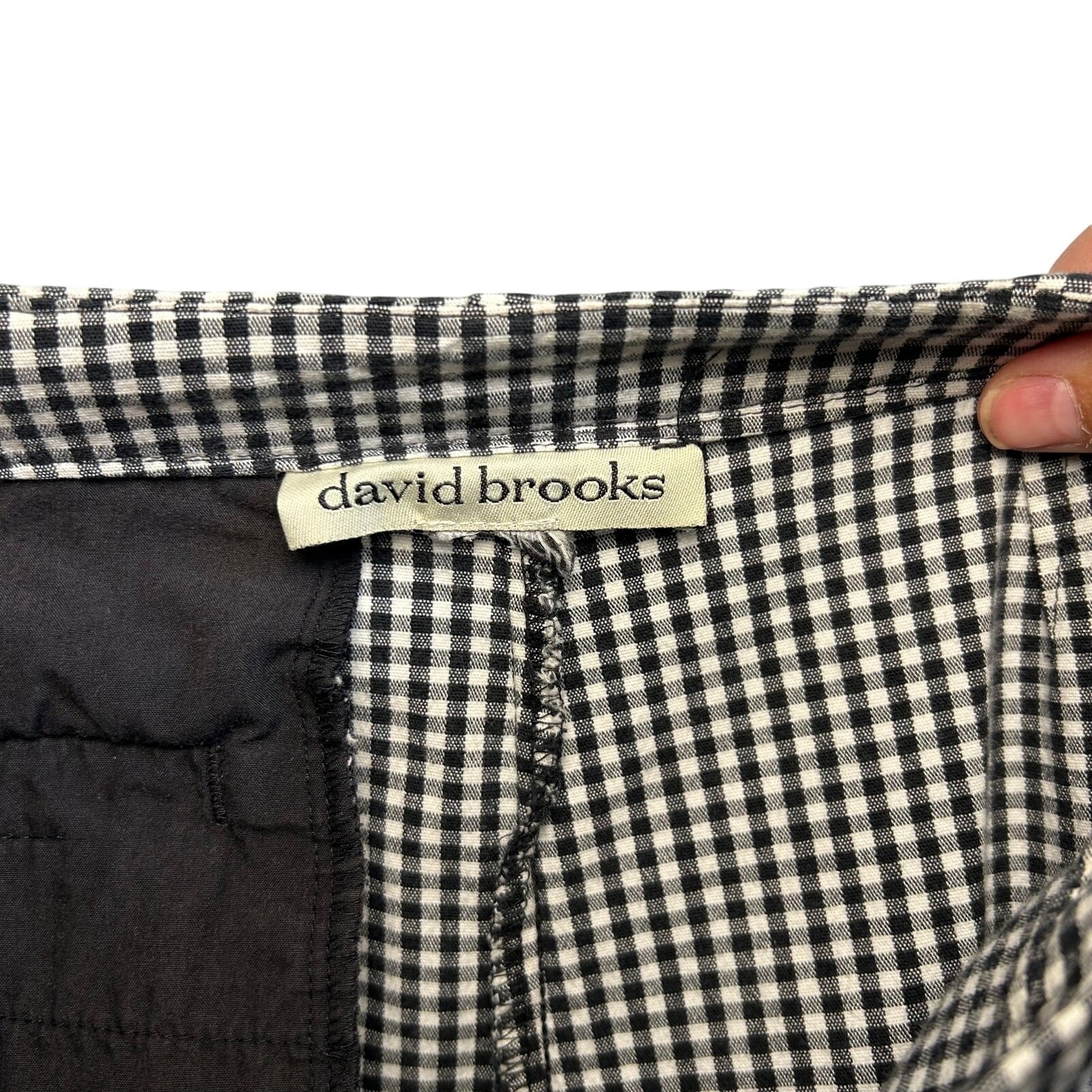 VTG 90s David Brooks Gingham Pants 8 29 Black White Retro Plaid Cigarette Slacks