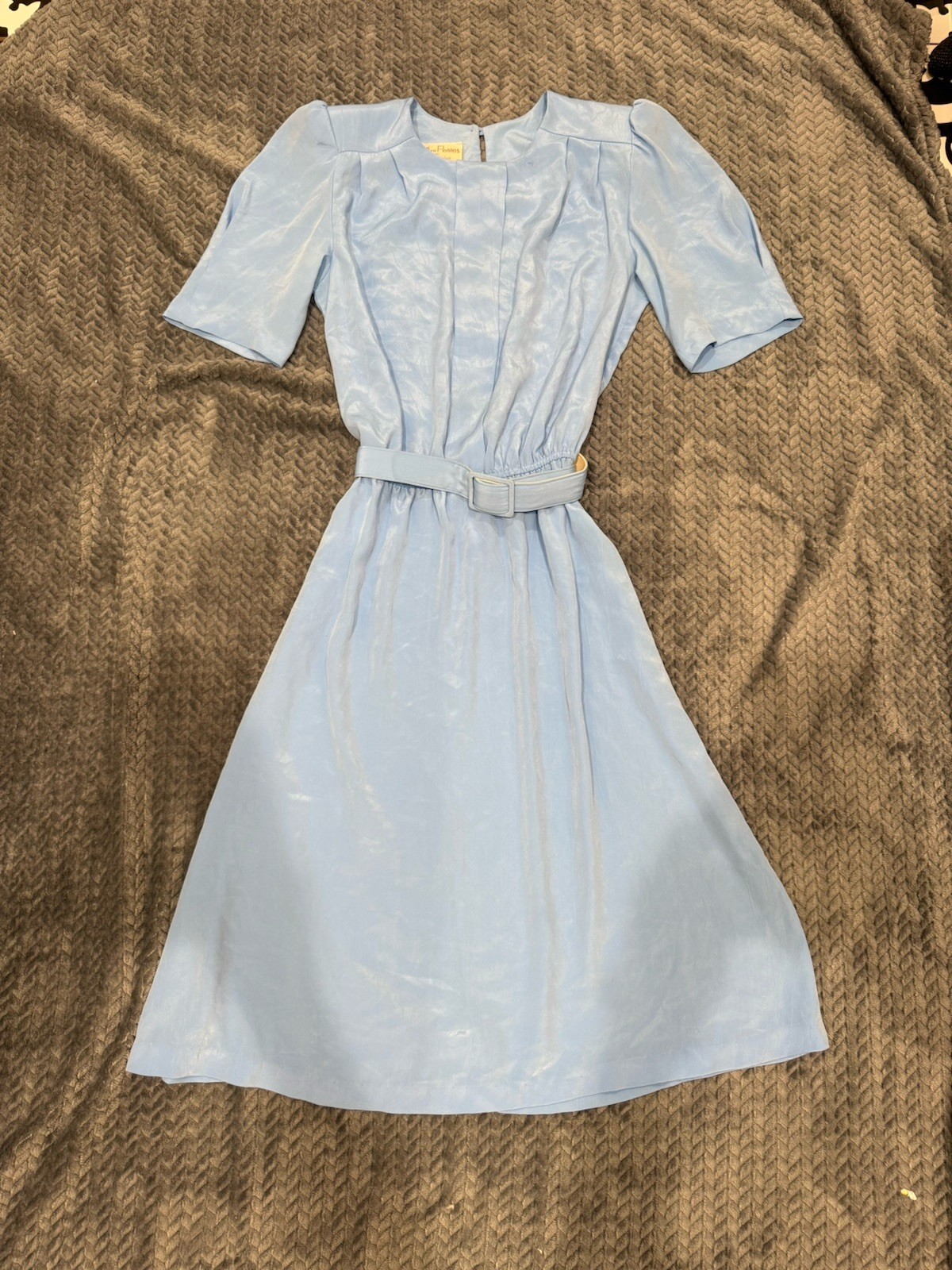 Vintage 80s Periwinkle Blue Midi Dress Pellini Petites by Von Bramlett Size 5/6P