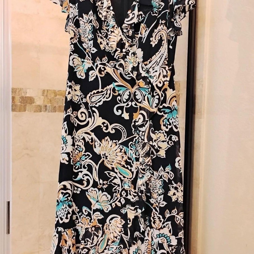 Chico’s Paisley Faux Wrap cottage core fairy 90s boho Midi Dress