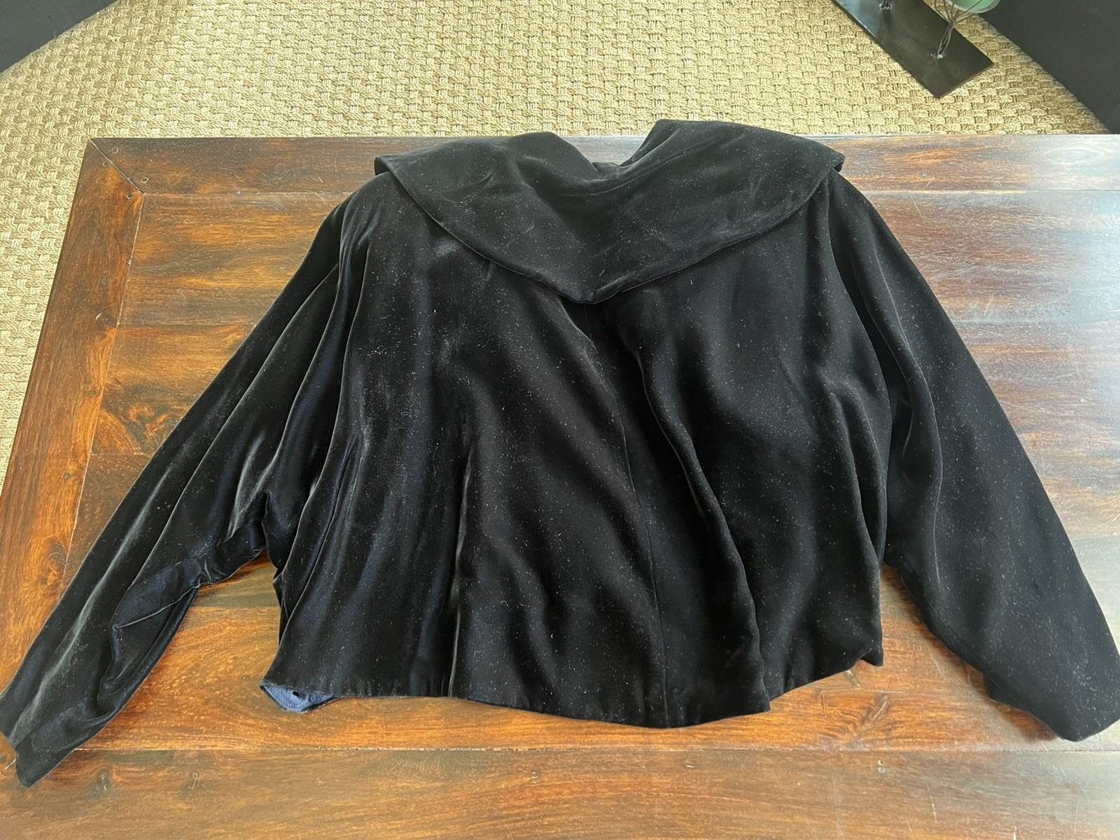 Vintage Linda Allard Ellen Tracy Midnight Blue Cropped Collar Velvet OS Jacket