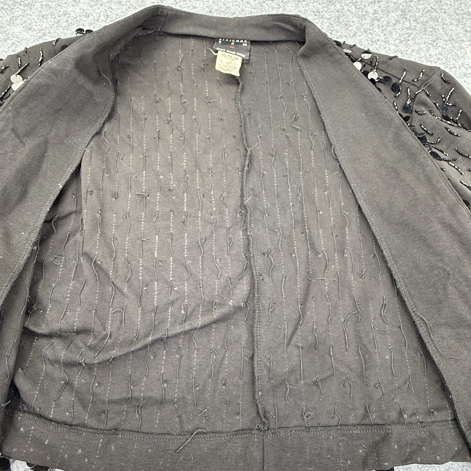 Vintage Vivienne Tam East Wind Code 80s 90s Black Beaded Sequin Bolero Jacket 1