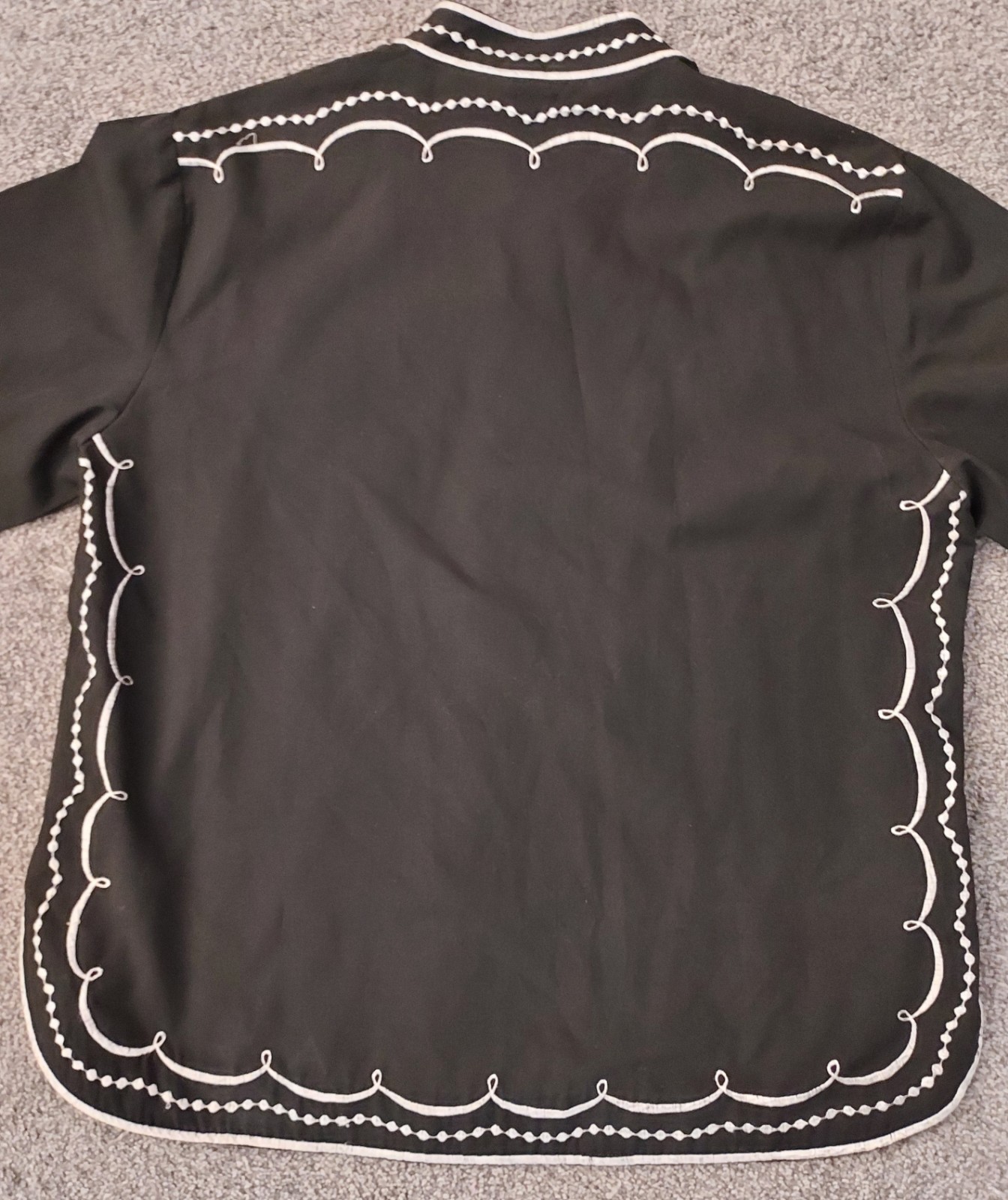 Vtg Caro Of Honolulu Black White Embroidered Top Blouse Boho Rockabilly Size 14