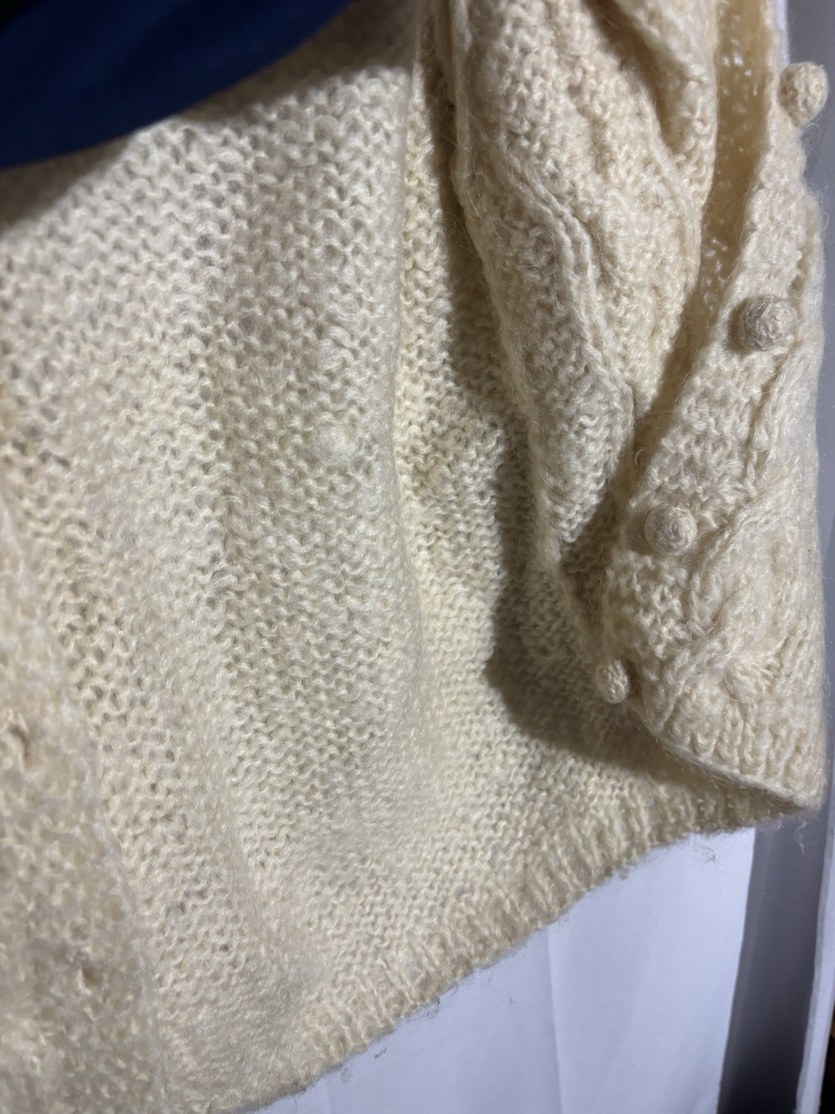 vintage Cream Handmade Sz M cardigan sweater Italy Made mohair Wool Nylon