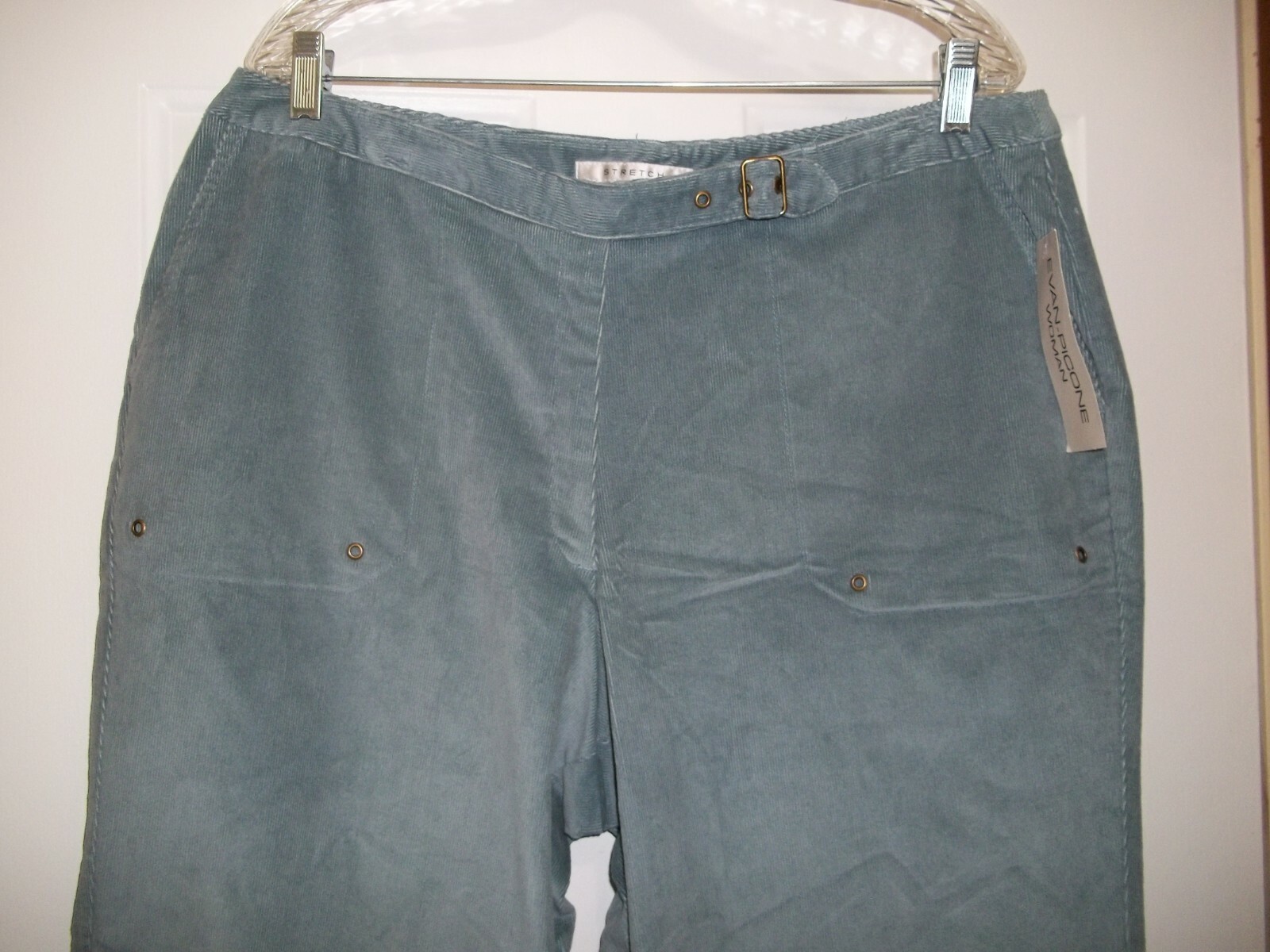 Evan Picone Womens Wide Leg Corduroy Pants Size 16W Blue High Waist Vintage NWT