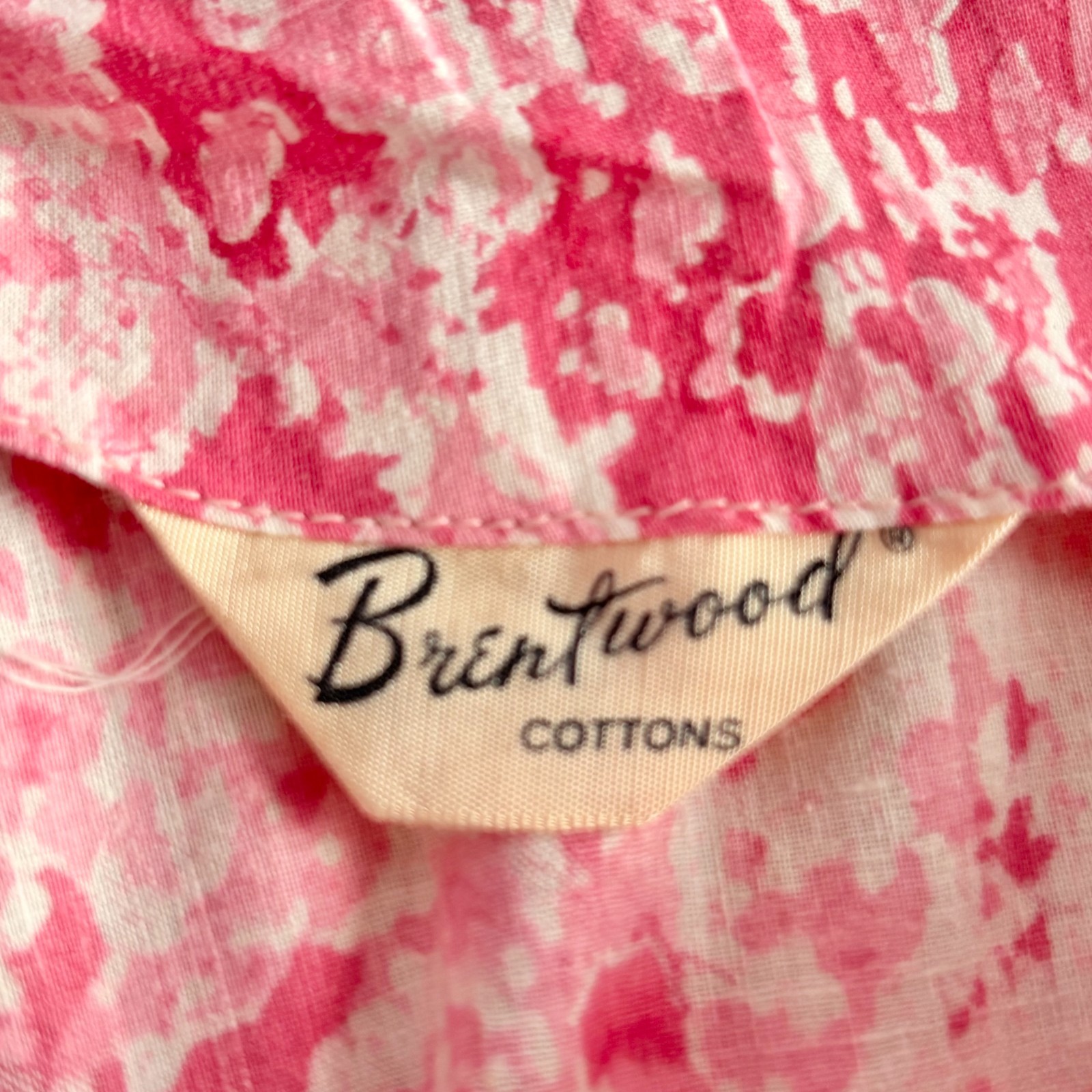 Vintage 1950s Pink Floral Cotton Button Down Sleeveless Summer Day Dress M/L