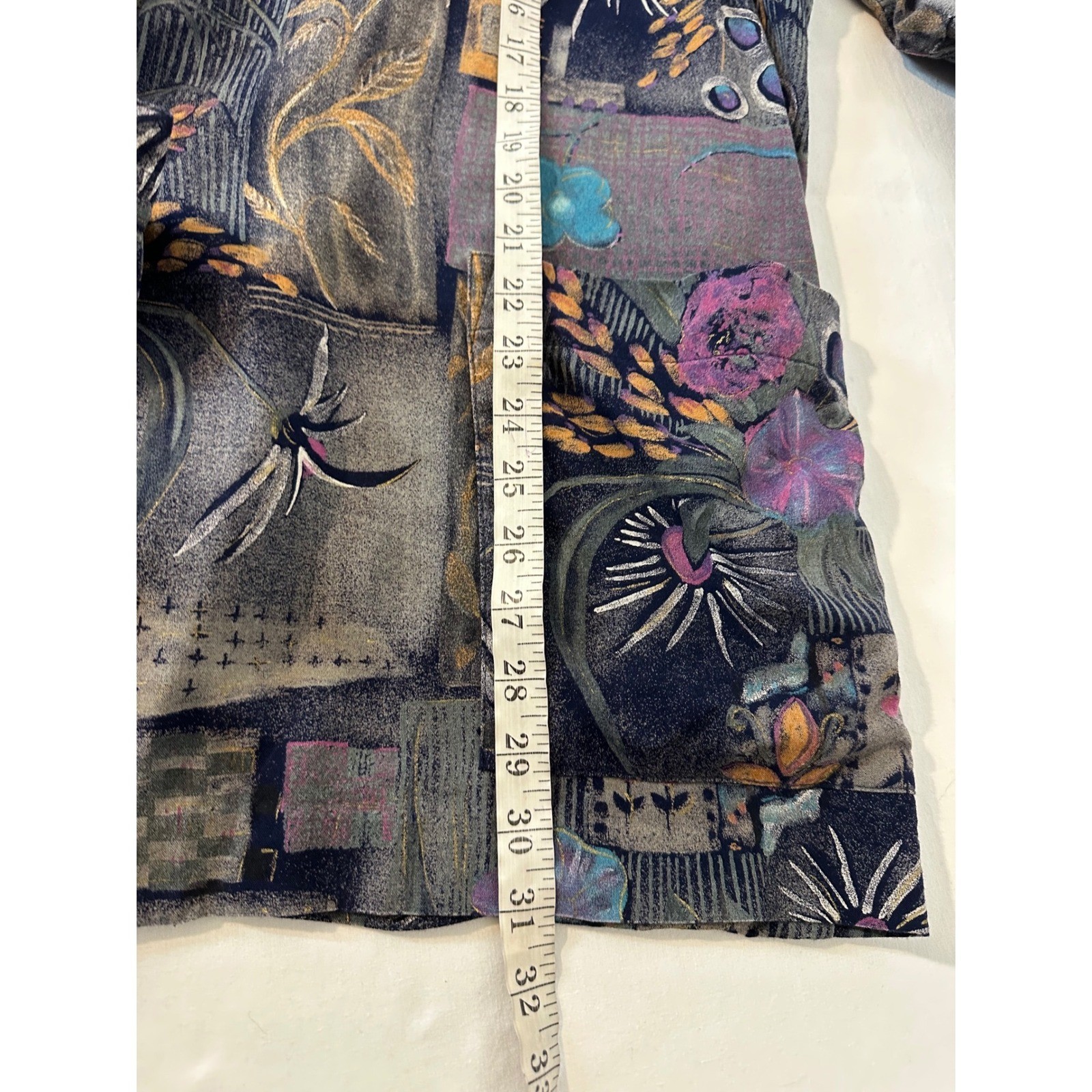 Kensington Square Vintage Floral Patchwork Blazer Purple Multi Artsy Pockets USA