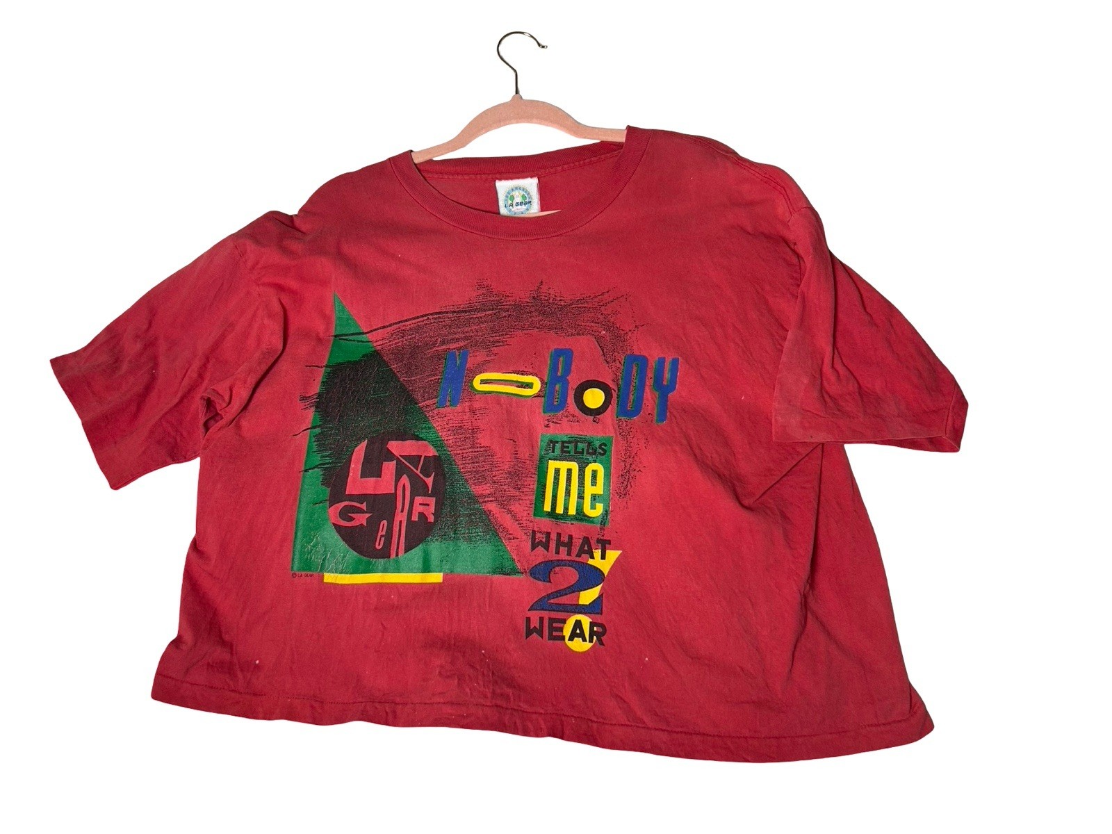 90s Memphis Style Crop Graphic T-shirt Sz L/XL Nobody Tells Me What To Wear READ