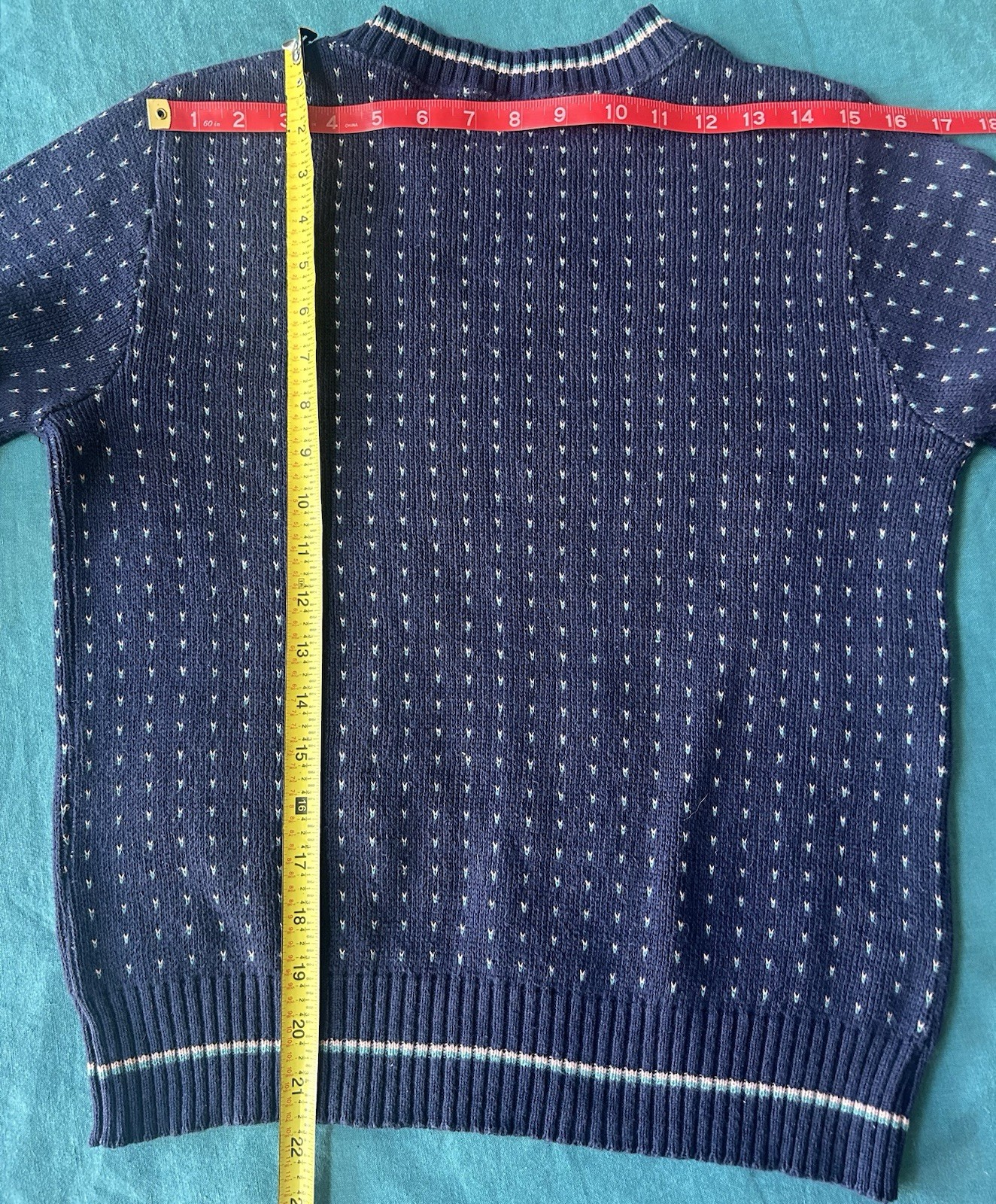 Vintage 80s Preppy Striped Sweater, Cotton In Navy Blue Pink Green, Small-Medium