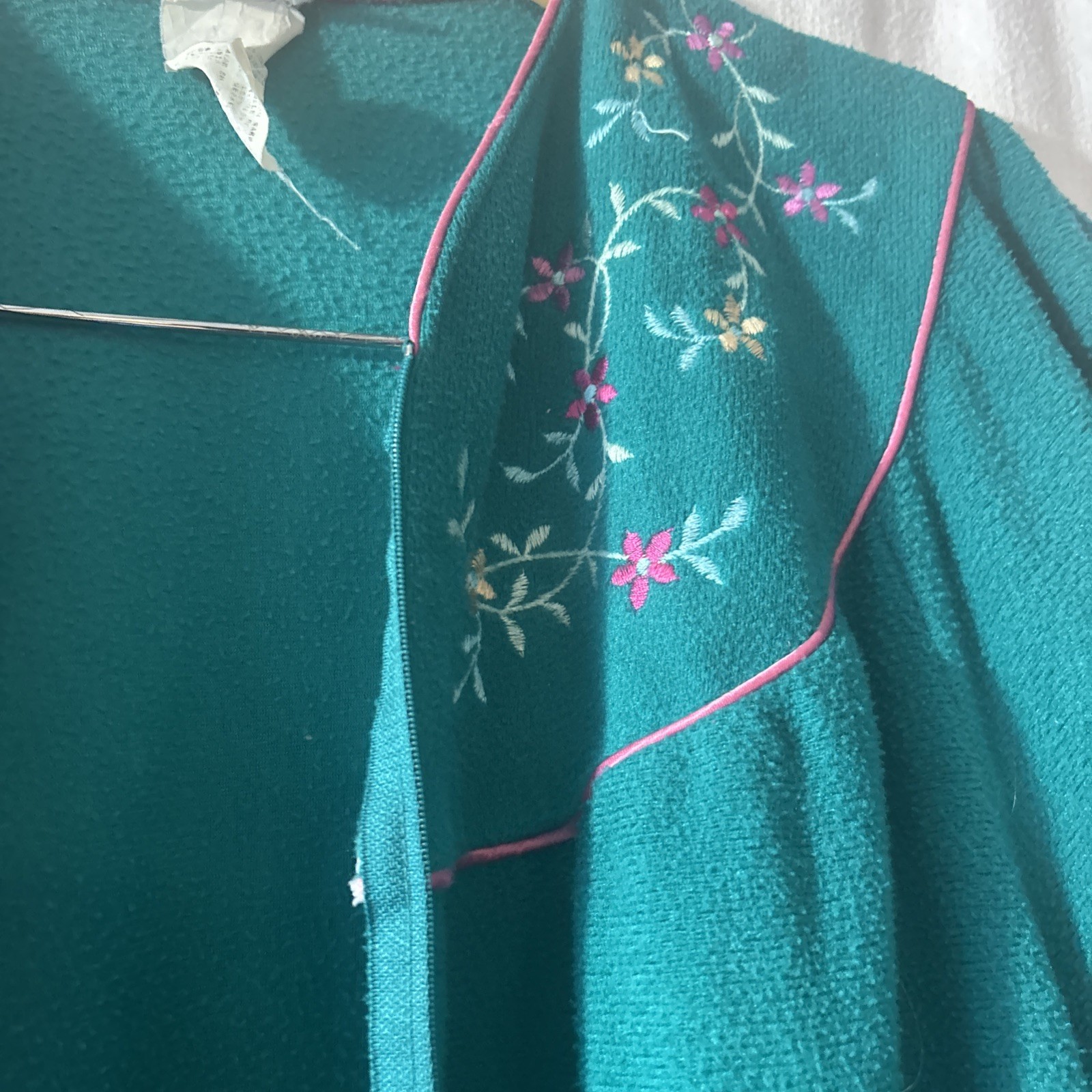 Vintage 60’s/70’s Women’s Emerald Green Fleece Long Bathrobe Grannycore Size M