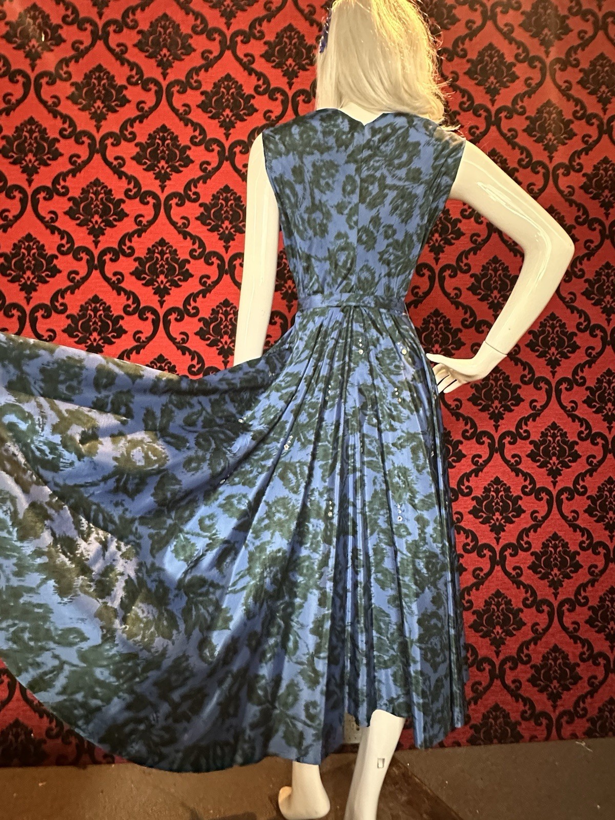 1950s Henry Rosenfeld Rhinestone Circle Party Dress Vintage Pinup Rockabilly