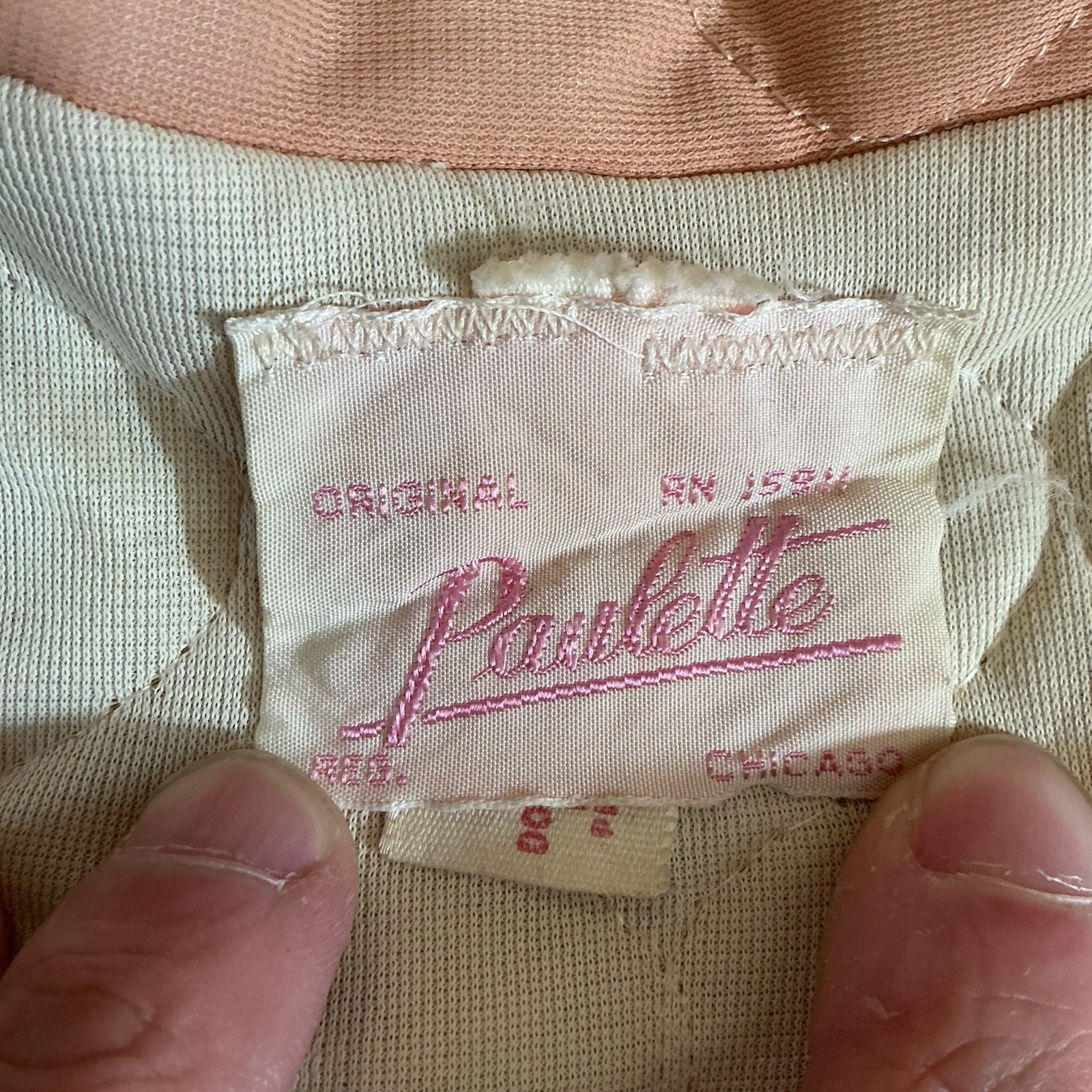 70s VTG Paulette Quilted Robe Housecoat Peach Long Button Front Size 18 #17C8
