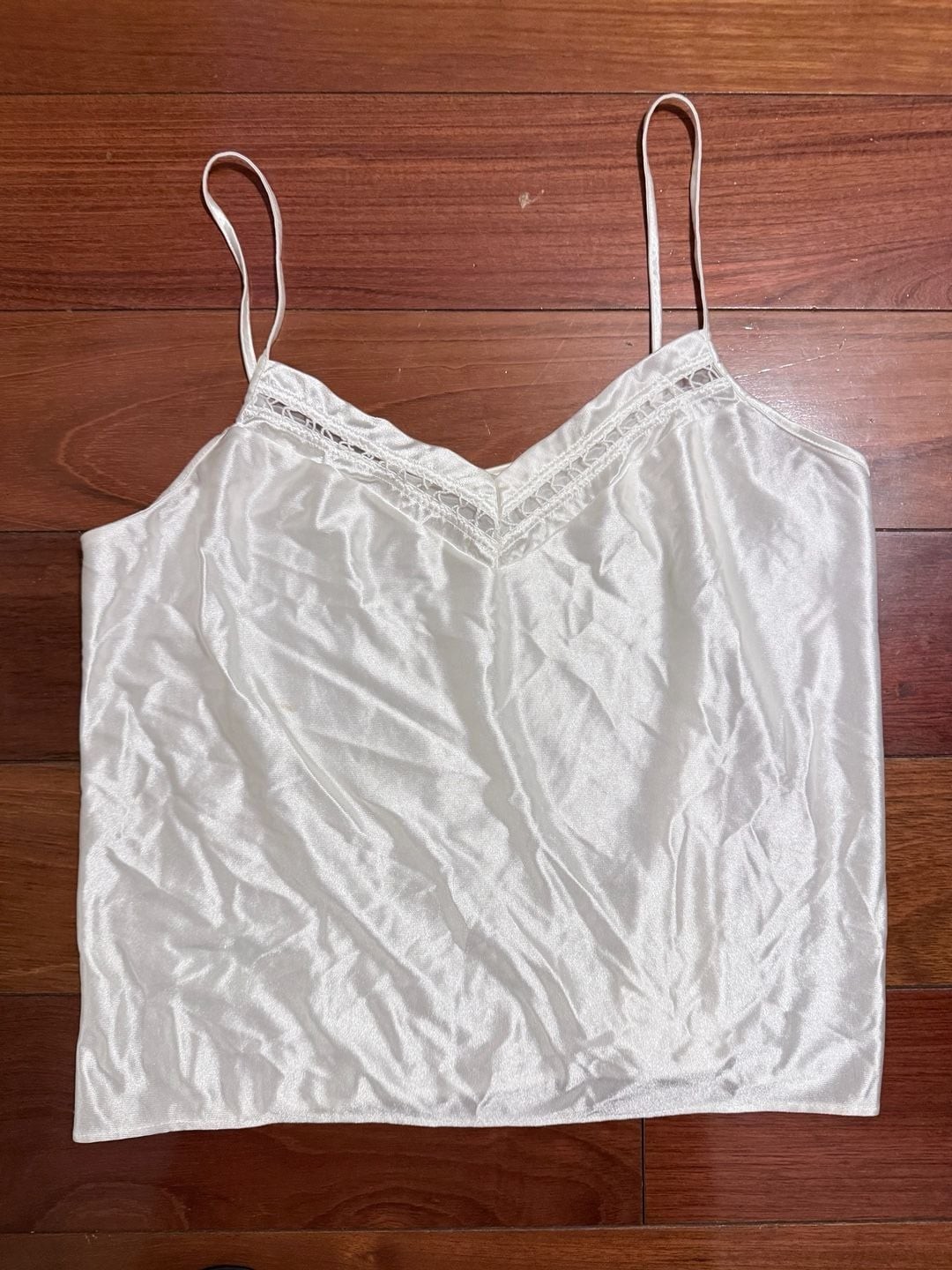 Spatz of Paris Vintage Satin Lace-Trim Camisole Tank Top