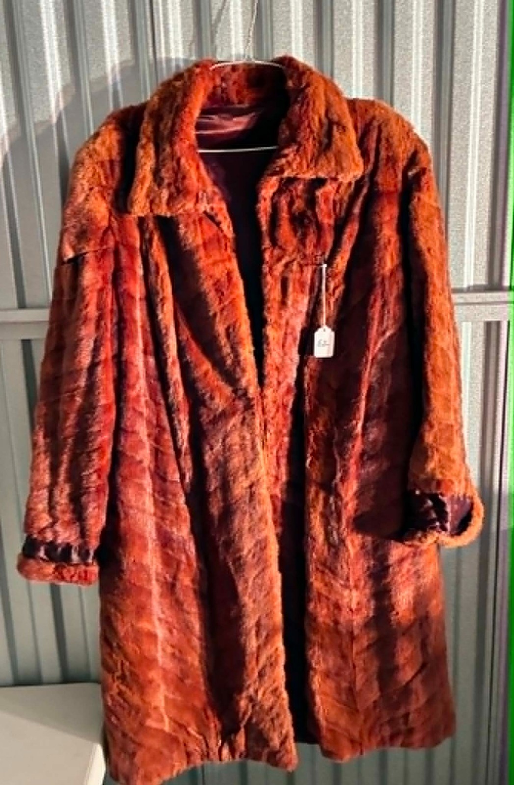 Vintage Cinnamon Brown Genuine Mink Fur Stroller Swinger Long Coat Size L/XL