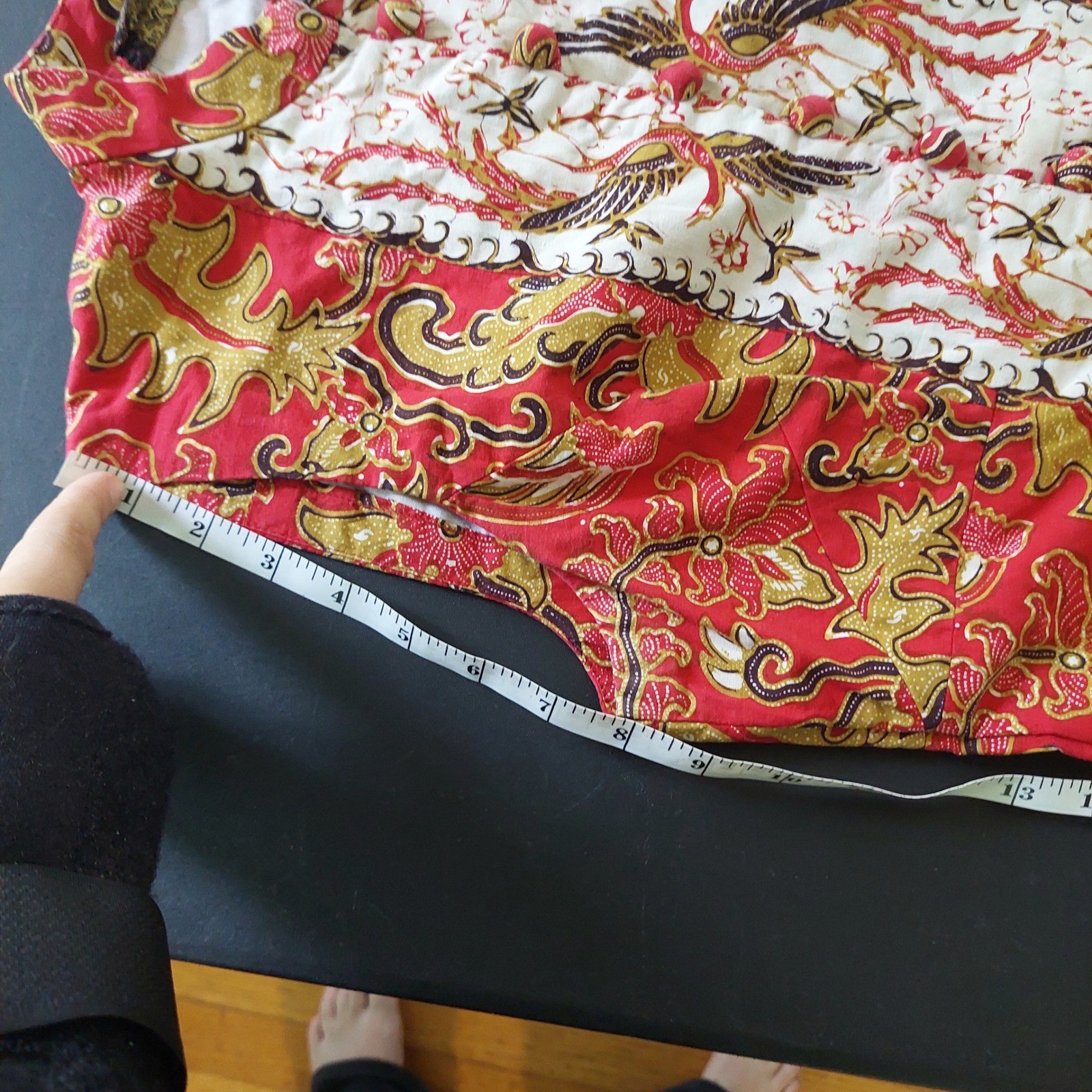 Vintage Red Patterned Maxi Dress Sleeveless Fabric Buttons All The Way Down