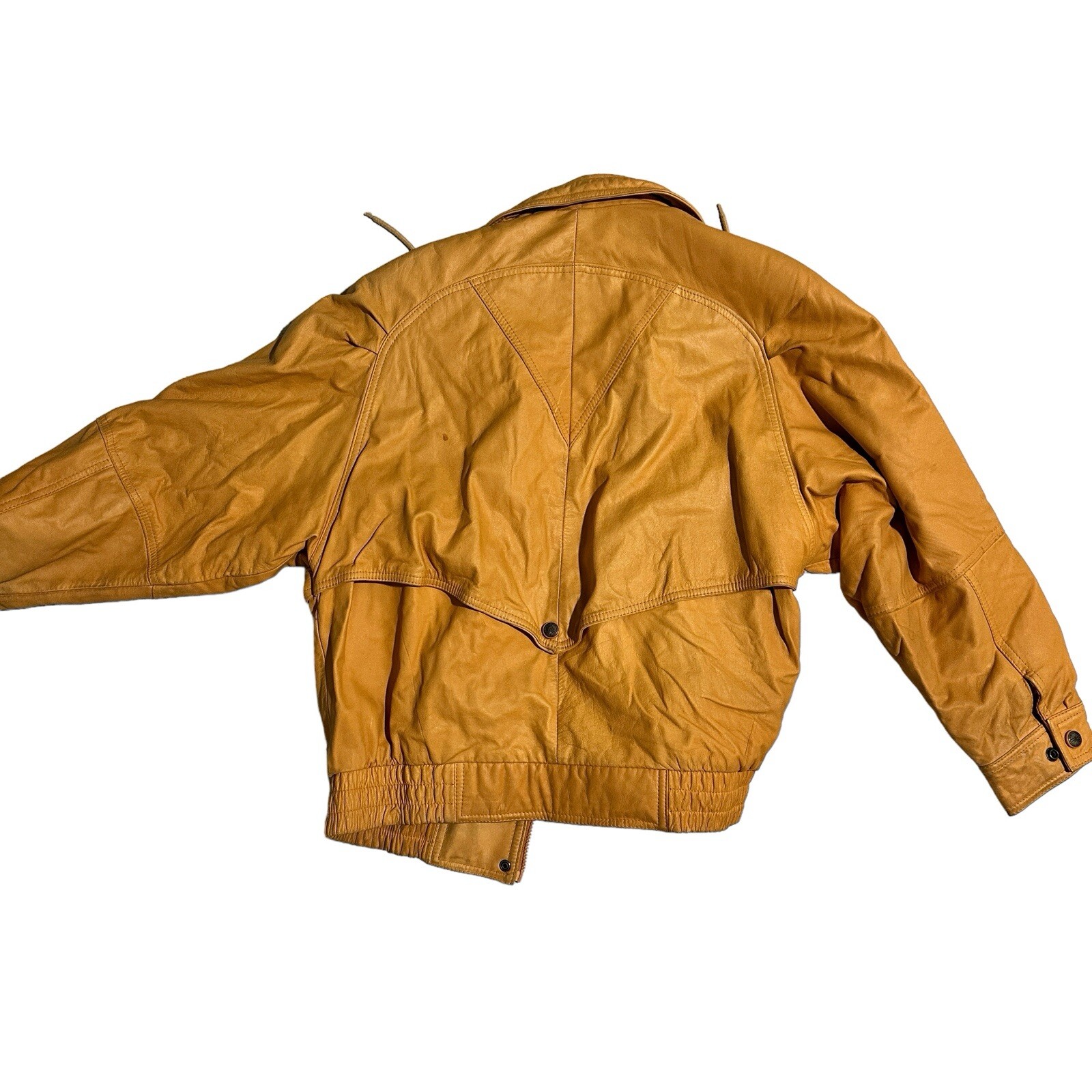 VTG WILSONS Women Yellow Leather Jacket Thinsulate Thermal Insulation Lining, M
