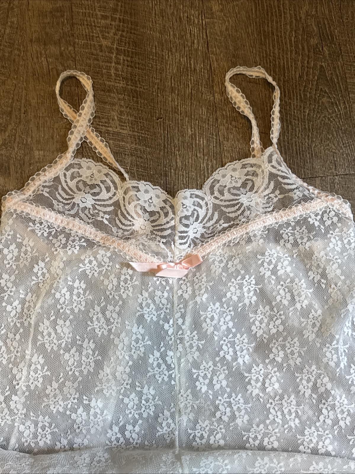 Vintage 80s Spotlight Sheer white Floral Lace Teddy Bodysuit Romper Medium