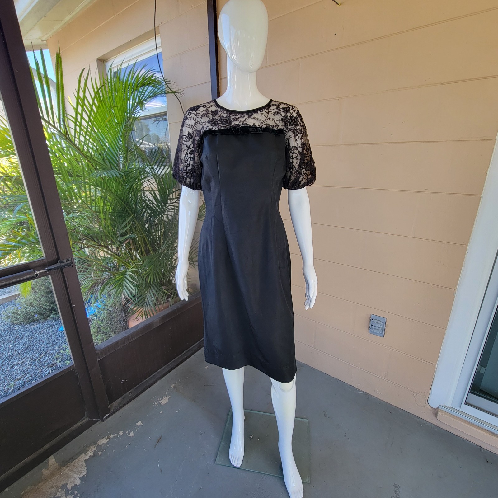 Vintage 40s Maxwell Black Lace Cocktail Dress Womens Size S/M