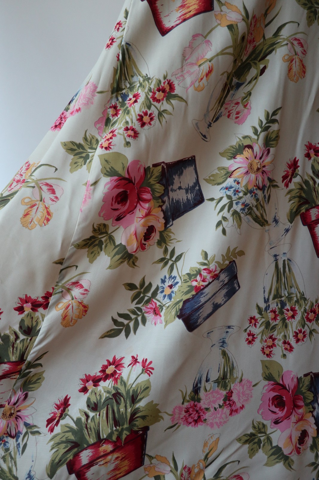 90s Vintage Pastel Garden Plants Pots Sleeveless Long Maxi Sundress Women S M
