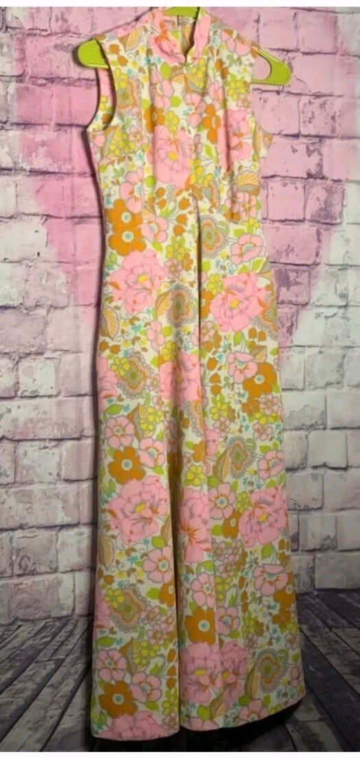 Vintage It’s Better Floral Print Retro 1970s Maxi Dress 🌸🌼