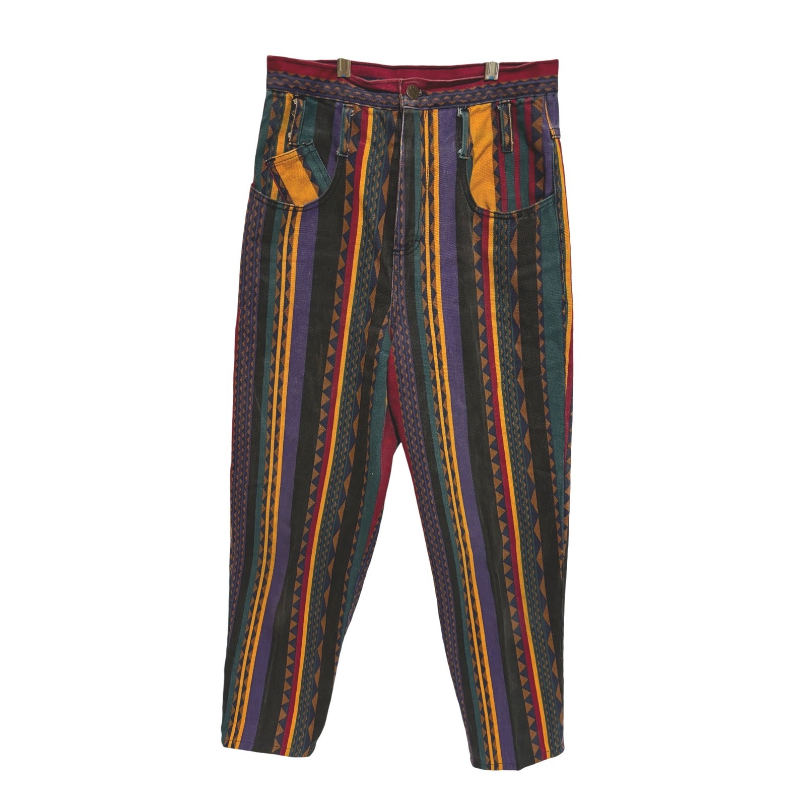 Vintage Concepts Southwestern Stripe High Waisted Tapered Jeans sz 9 80’s 90’s