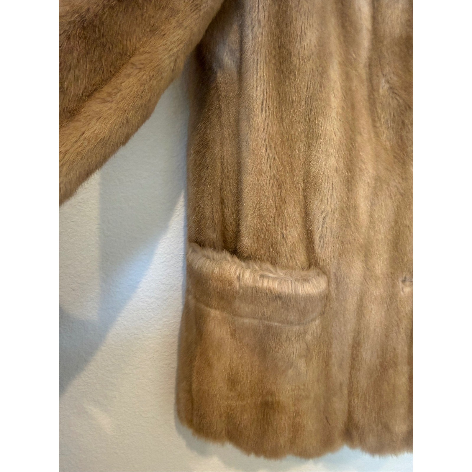 Vintage Russel Taylor Mincara Faux Fur Coat Brown Mid-Length Button Front Jacket